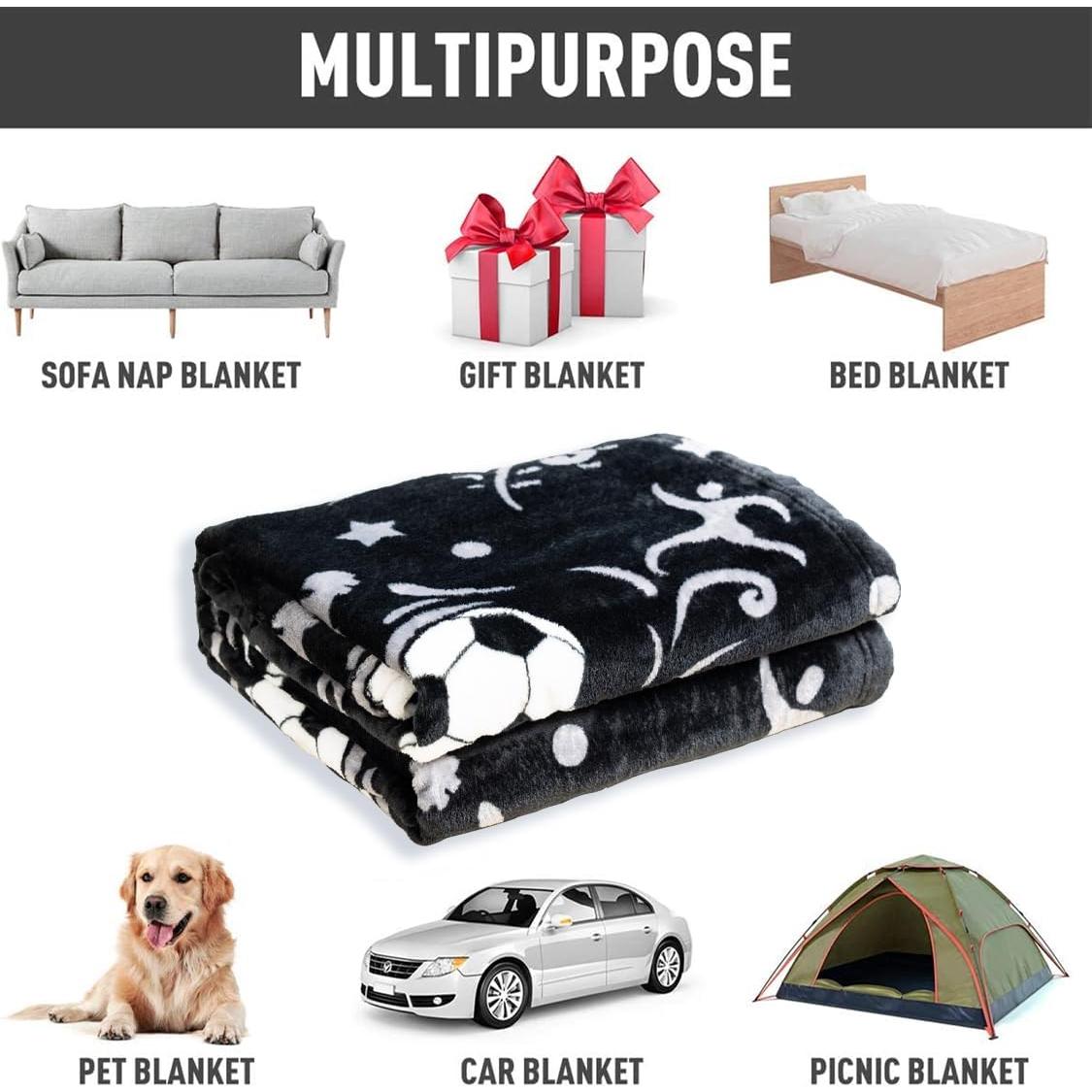 Manta de Fútbol WMBLKT 152x203 cm Suave y Ligera