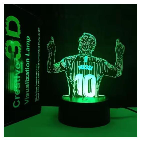 Lámpara LED 3D Jugador de Fútbol 10 - Iluminación Verde USB
