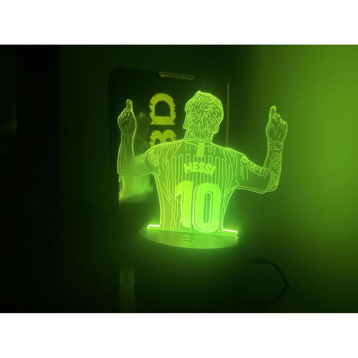 Lámpara LED 3D Jugador de Fútbol 10 - Iluminación Verde USB