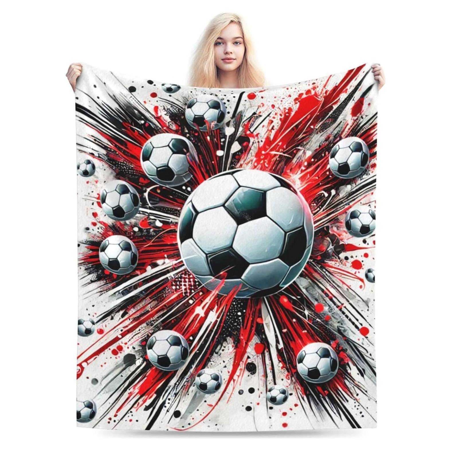 Manta de Franela xiilo Fútbol 127x101.6 cm Suave y Cálida