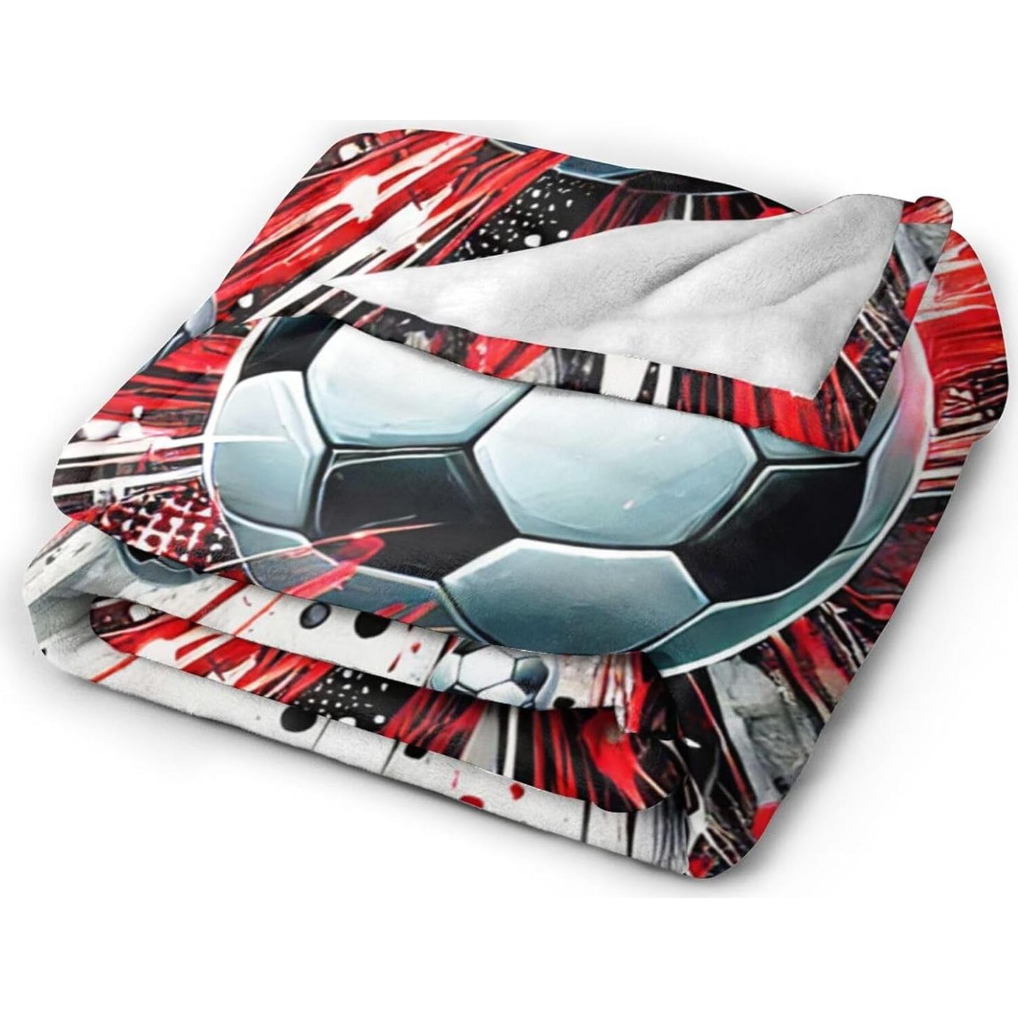 Manta de Franela xiilo Fútbol 127x101.6 cm Suave y Cálida