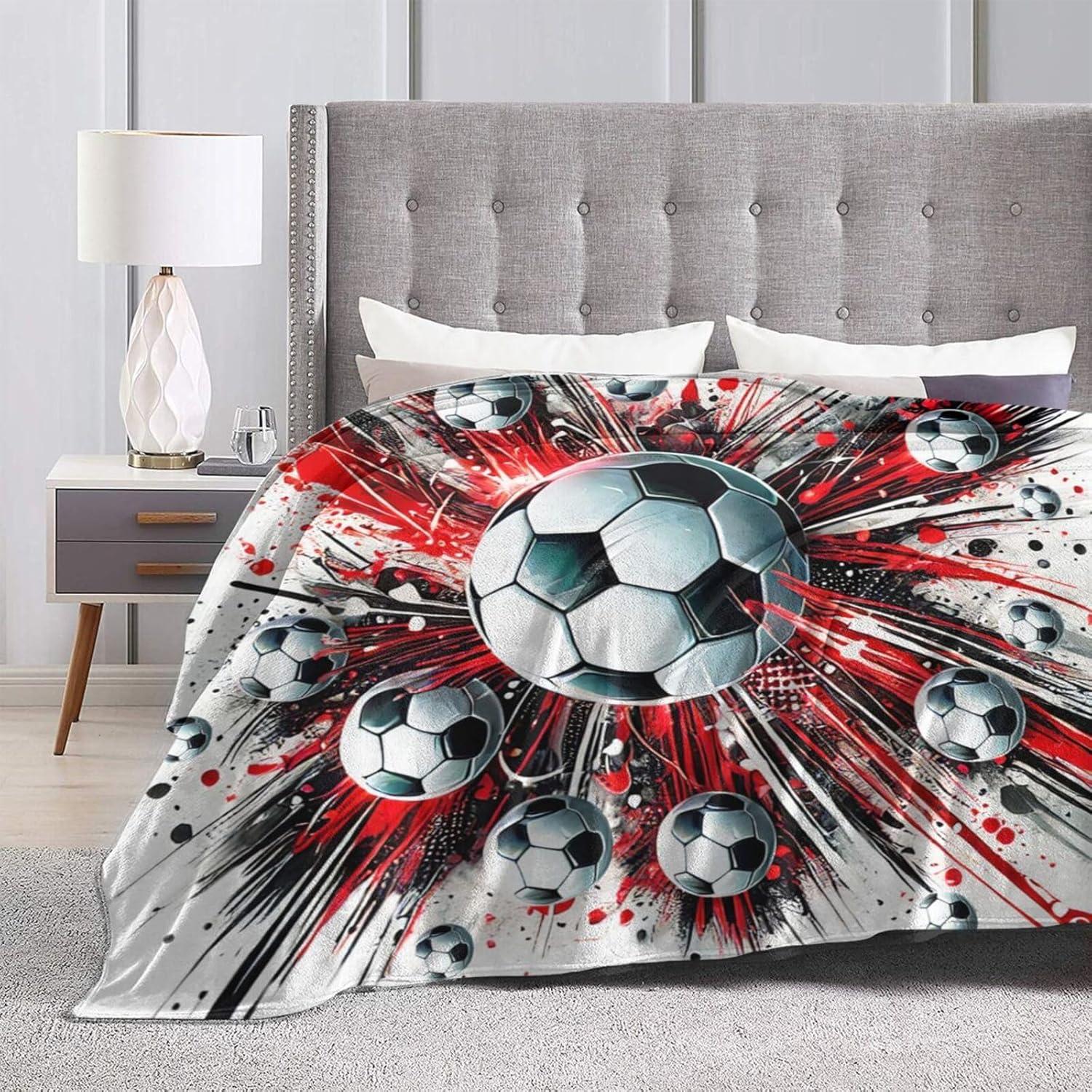 Manta de Franela xiilo Fútbol 127x101.6 cm Suave y Cálida