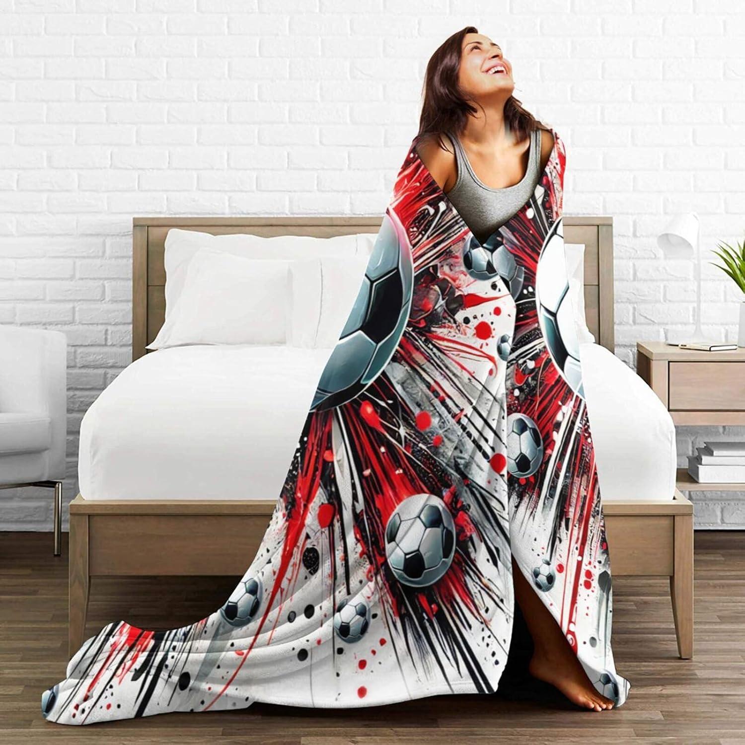 Manta de Franela xiilo Fútbol 127x101.6 cm Suave y Cálida