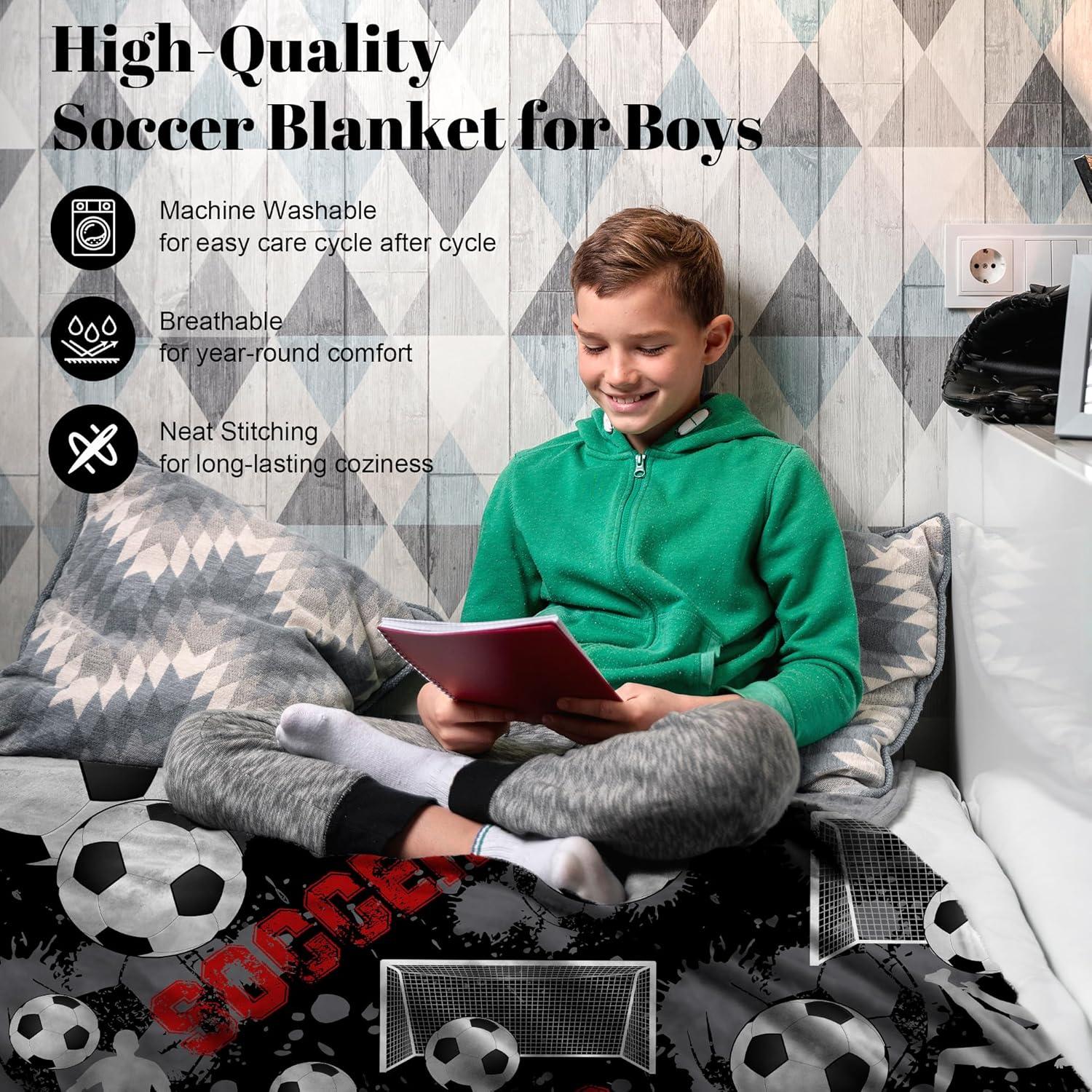 Manta de Fútbol HSELOGI 101.6x127 cm Suave para Niños