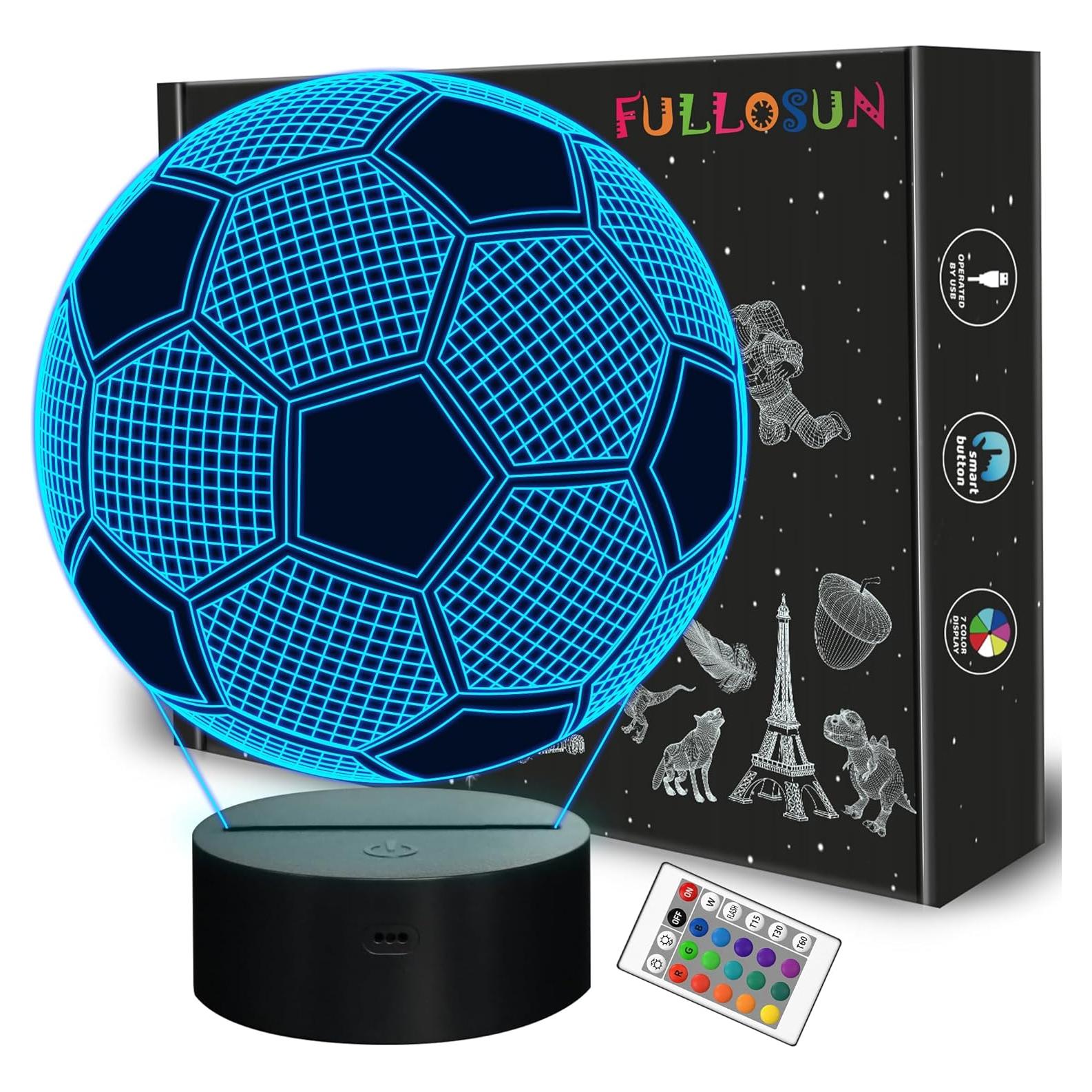 Lámpara de Noche 3D FULLOSUN Balón de Fútbol con Control Remoto