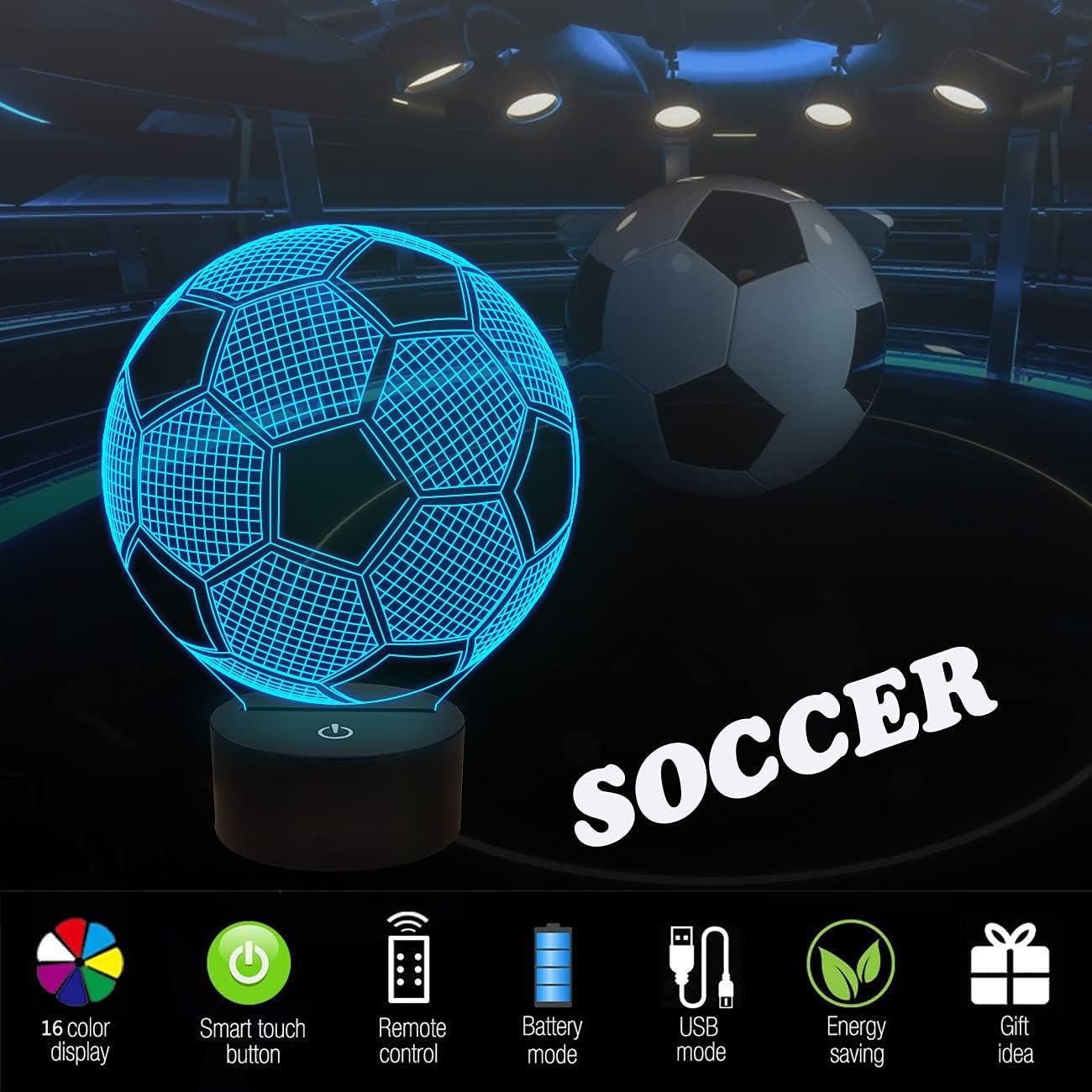 Lámpara de Noche 3D FULLOSUN Balón de Fútbol con Control Remoto