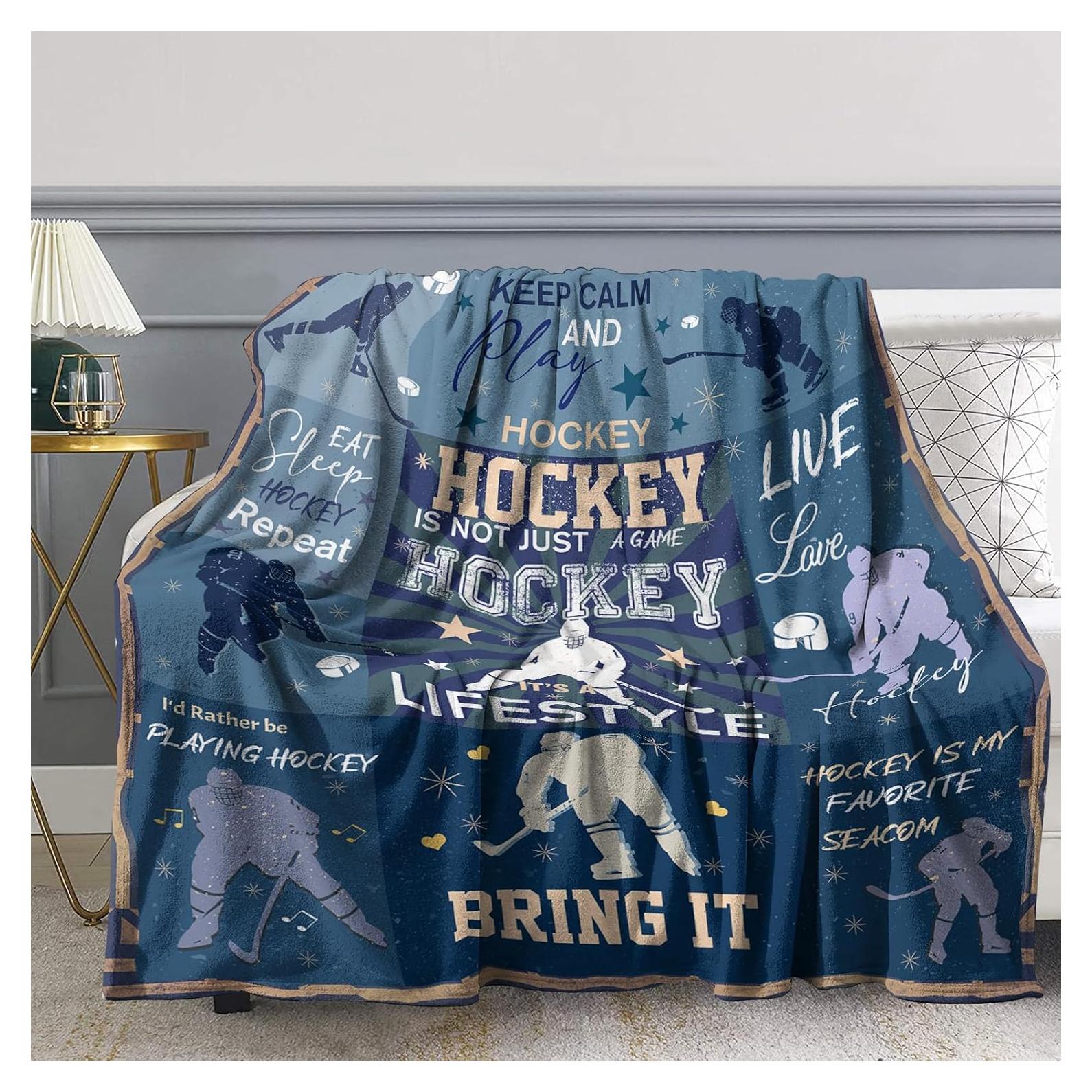 Manta de Franela Levens 60x80cm Hockey Azul para Niños