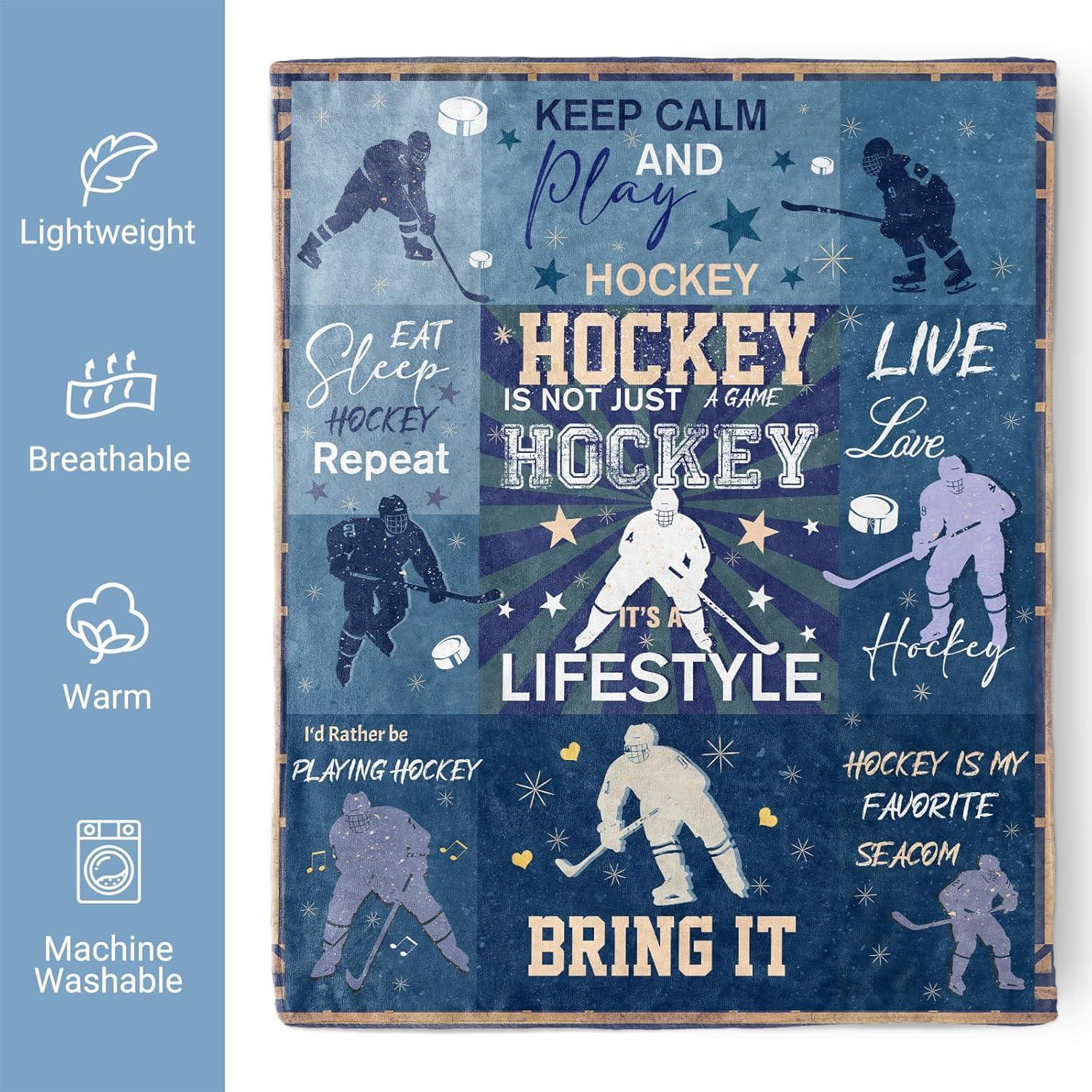 Manta de Franela Levens 60x80cm Hockey Azul para Niños