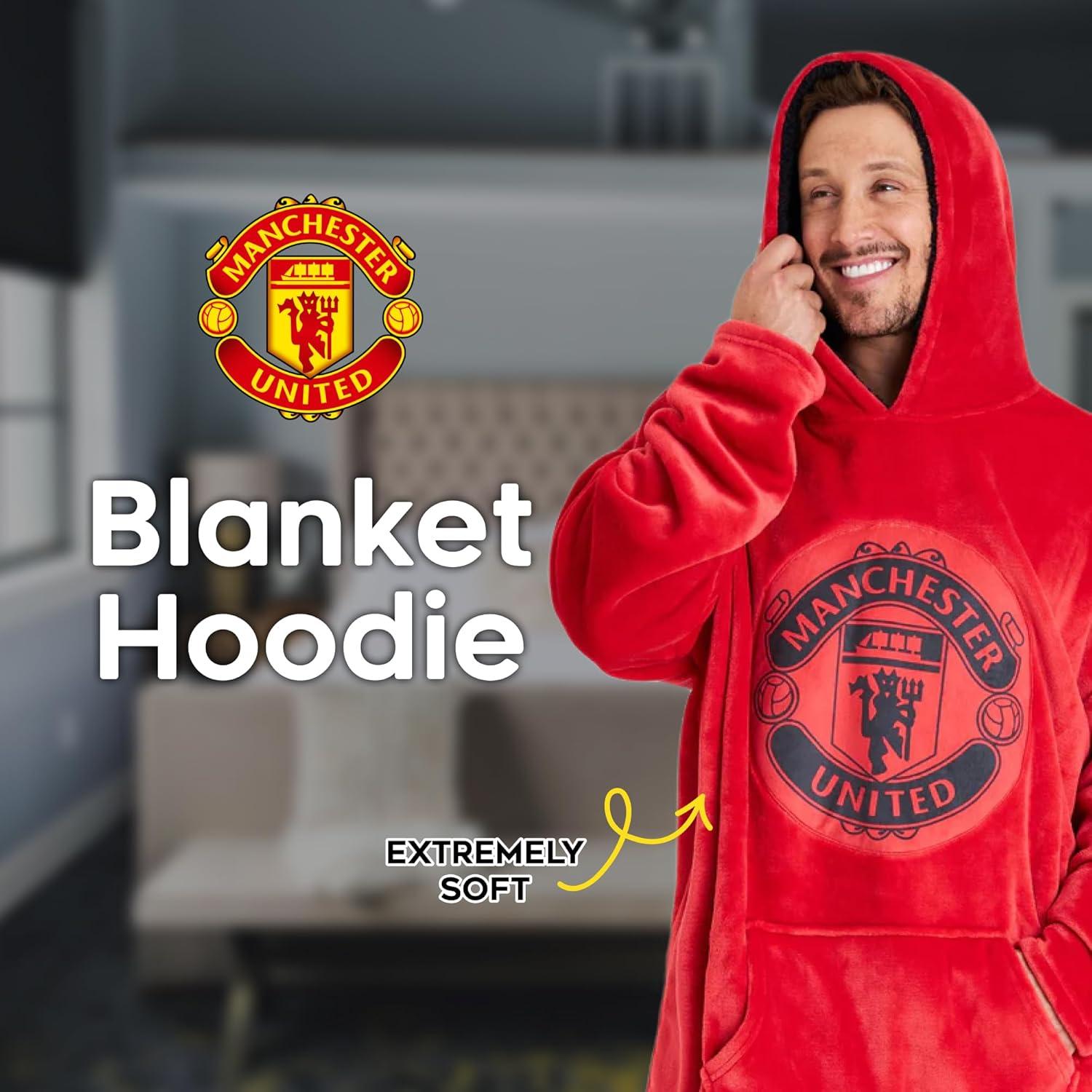 Manta con Capucha Oversized Manchester United - Forro Polar Rojo
