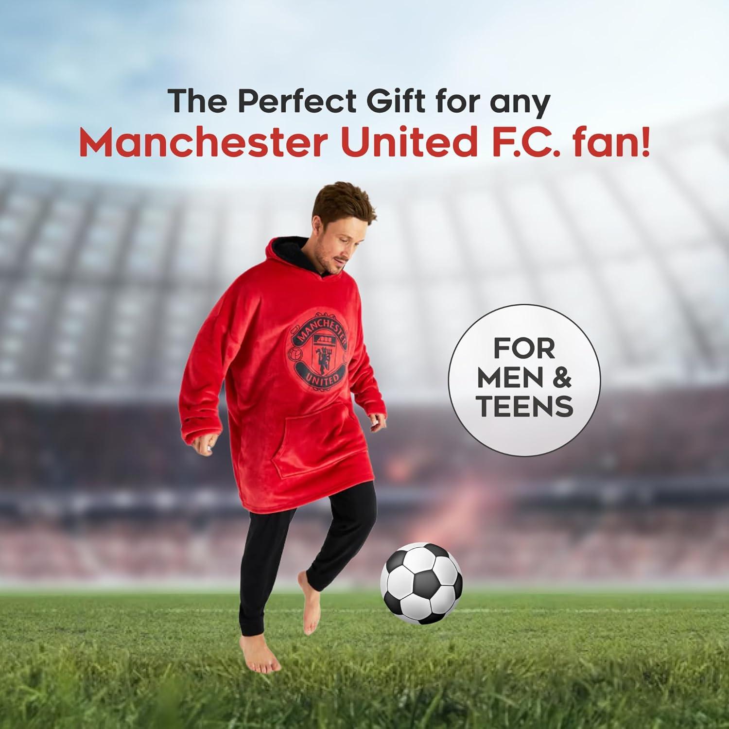 Manta con Capucha Oversized Manchester United - Forro Polar Rojo