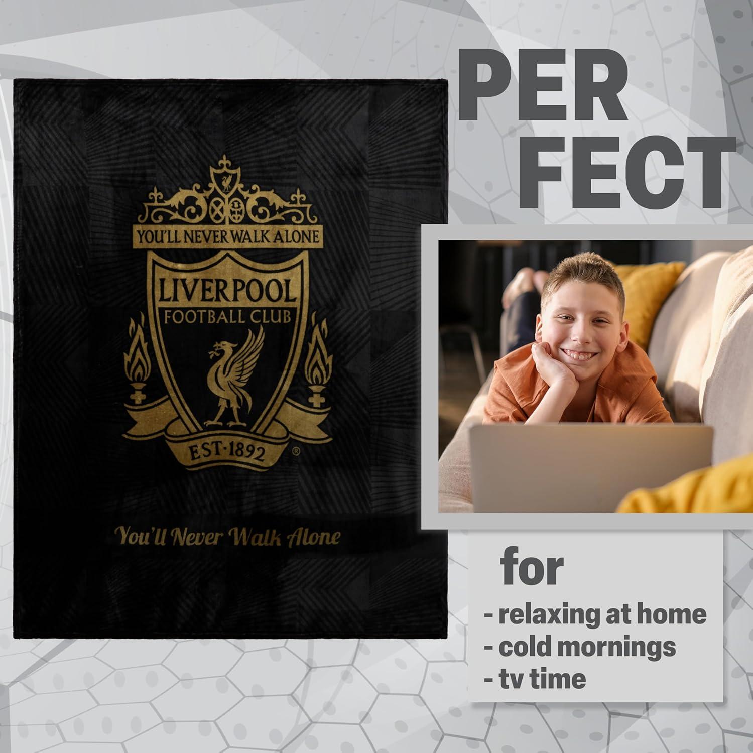 Manta de felpa Liverpool FC 124 x 150 cm negra