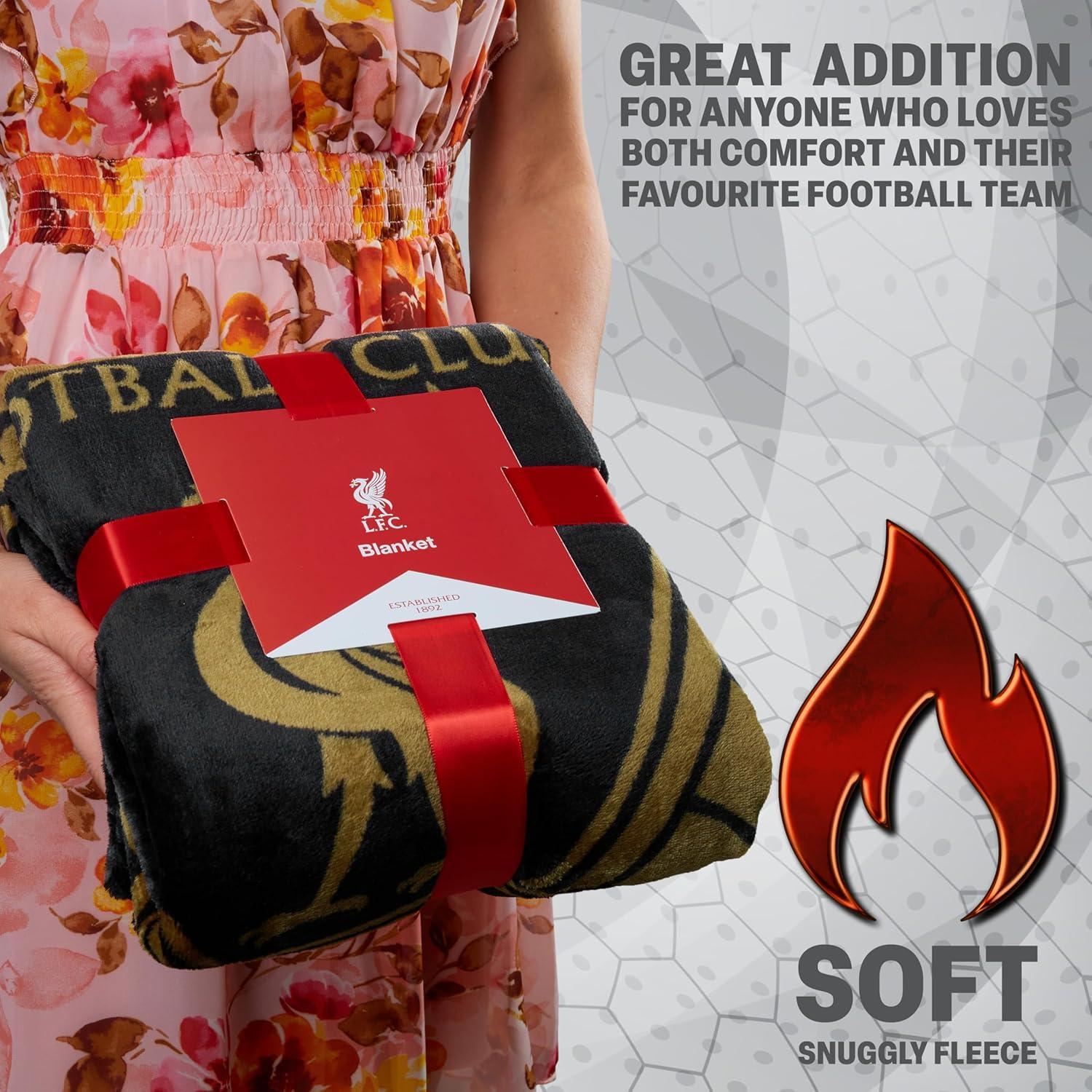 Manta de felpa Liverpool FC 124 x 150 cm negra