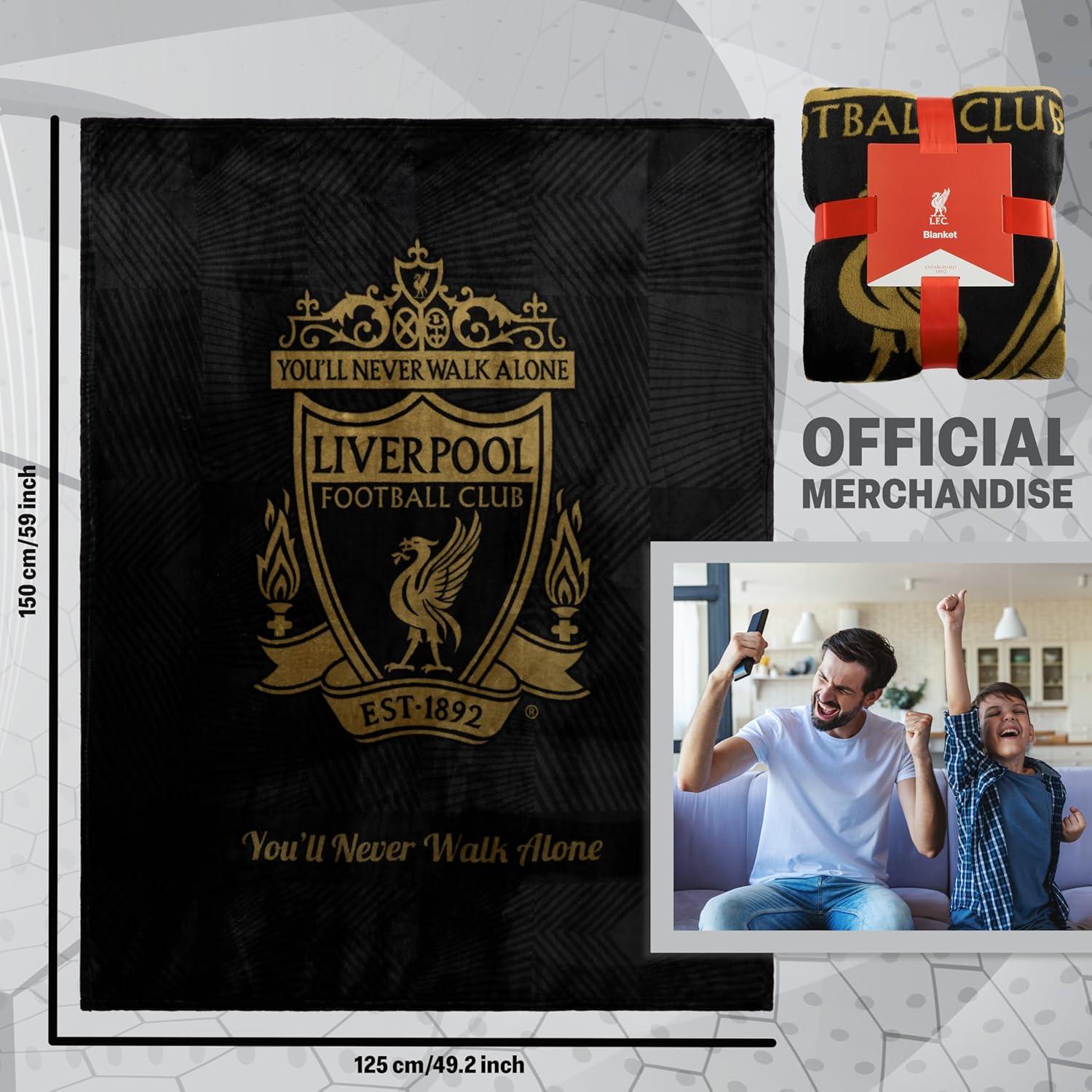 Manta de felpa Liverpool FC 124 x 150 cm negra