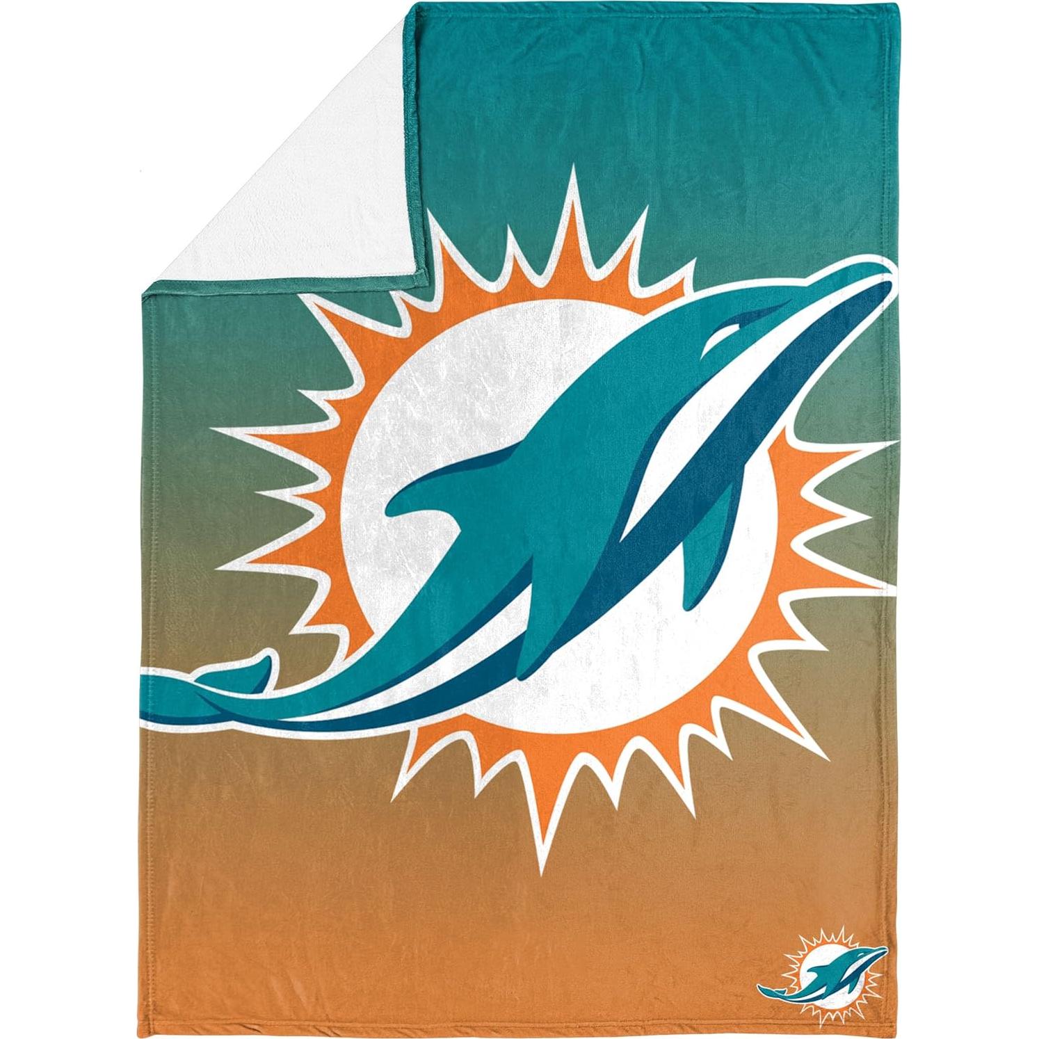 Manta NFL FOCO Miami Dolphins 127x152 cm 100% Poliéster