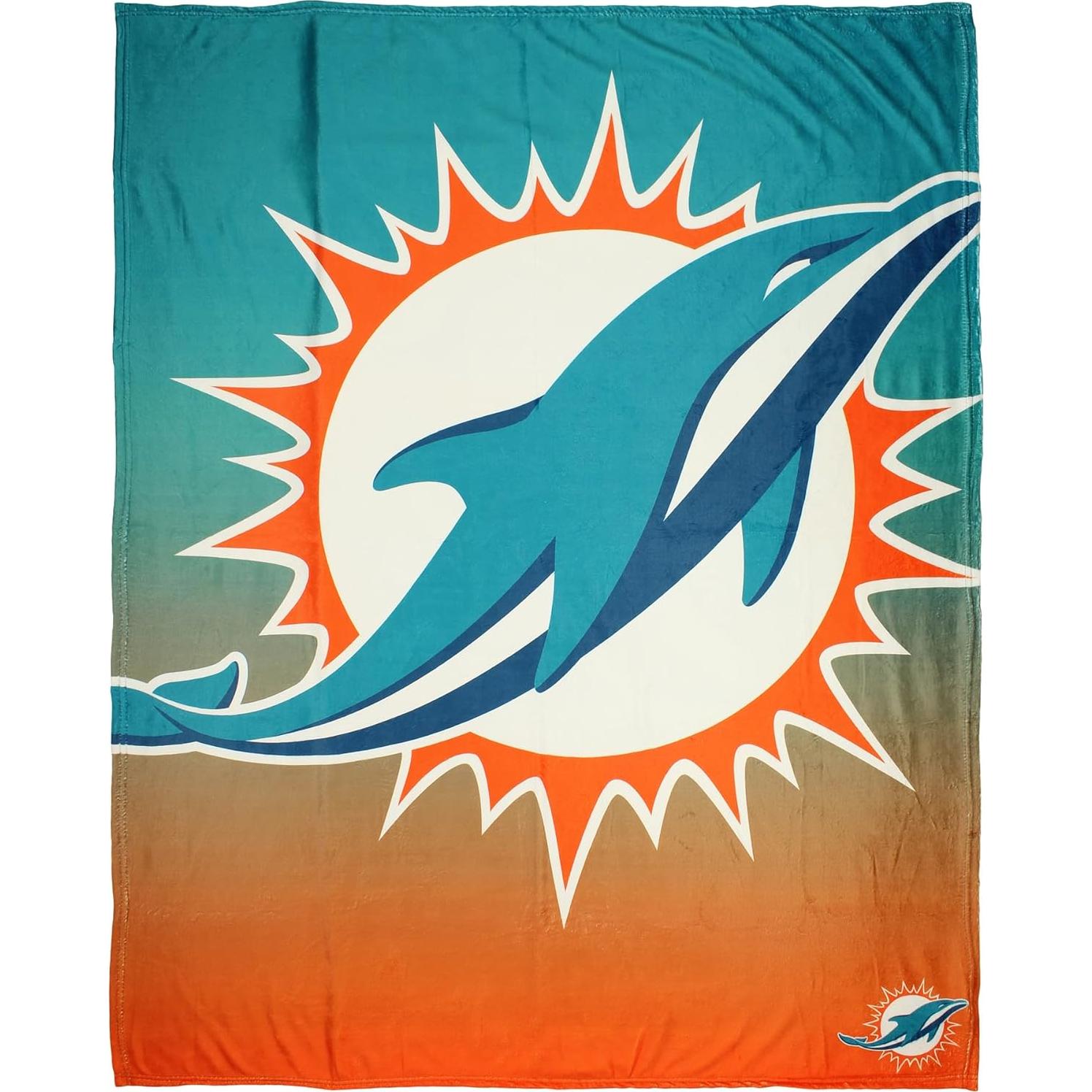Manta NFL FOCO Miami Dolphins 127x152 cm 100% Poliéster