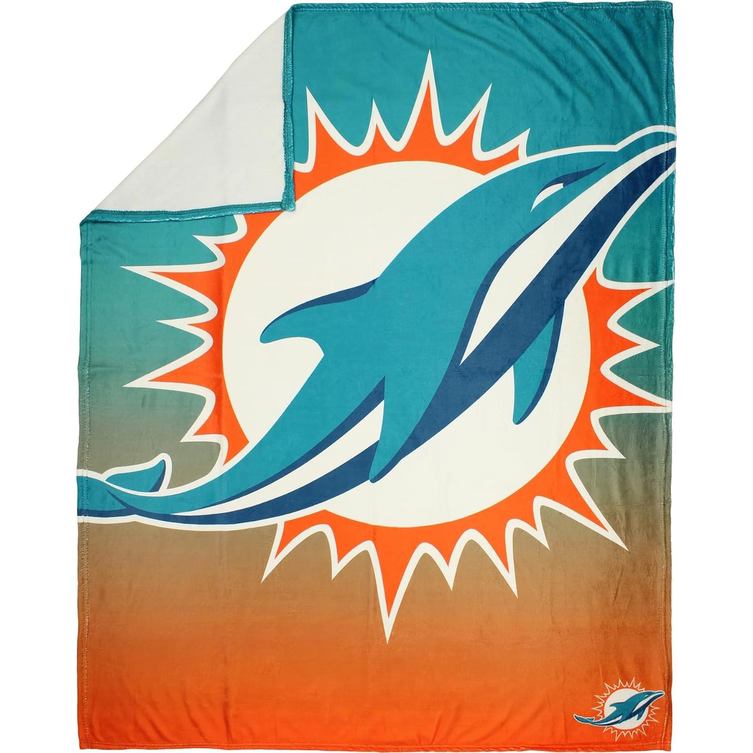 Manta NFL FOCO Miami Dolphins 127x152 cm 100% Poliéster