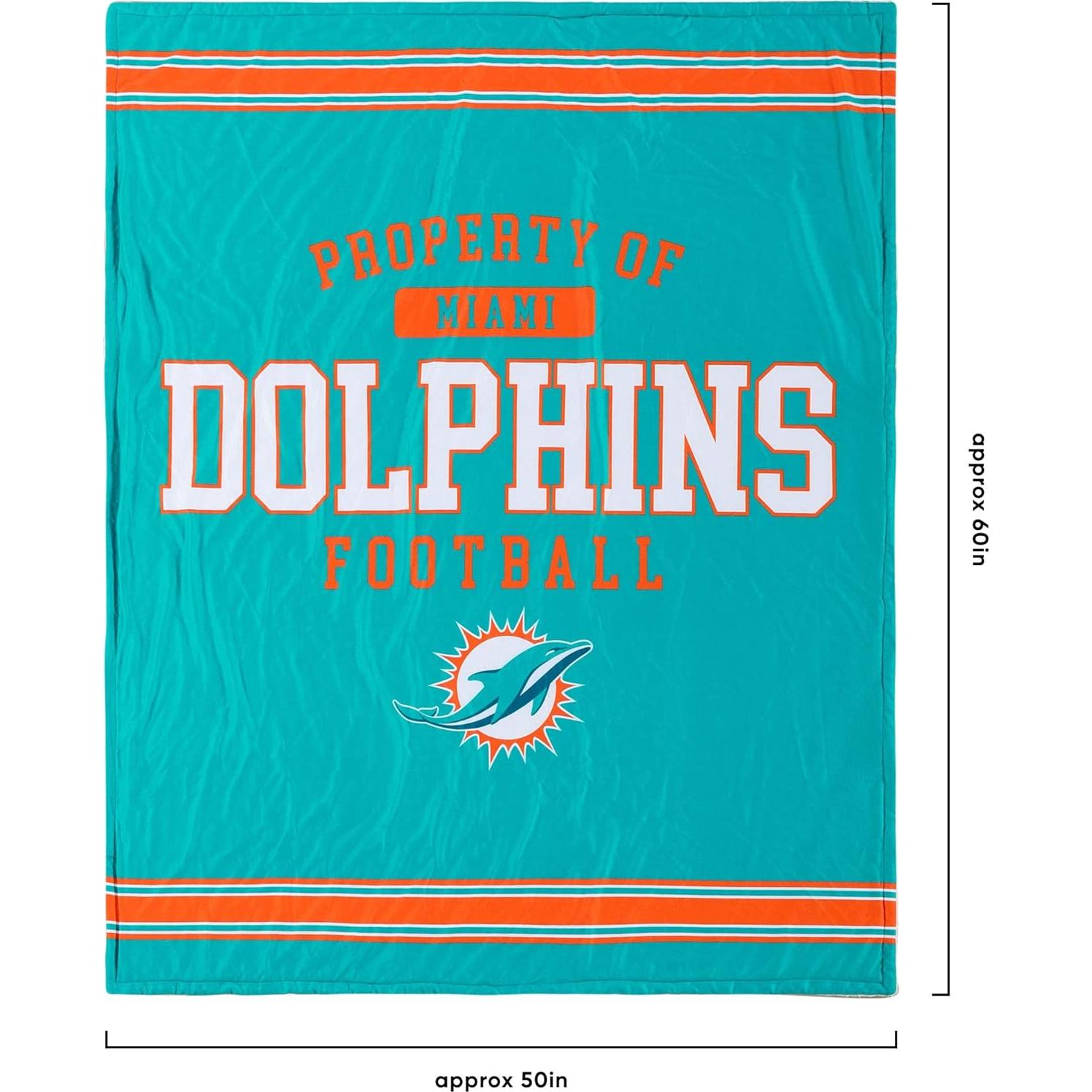 Manta de Sherpa Plush FOCO NFL Miami Dolphins 152x127 cm