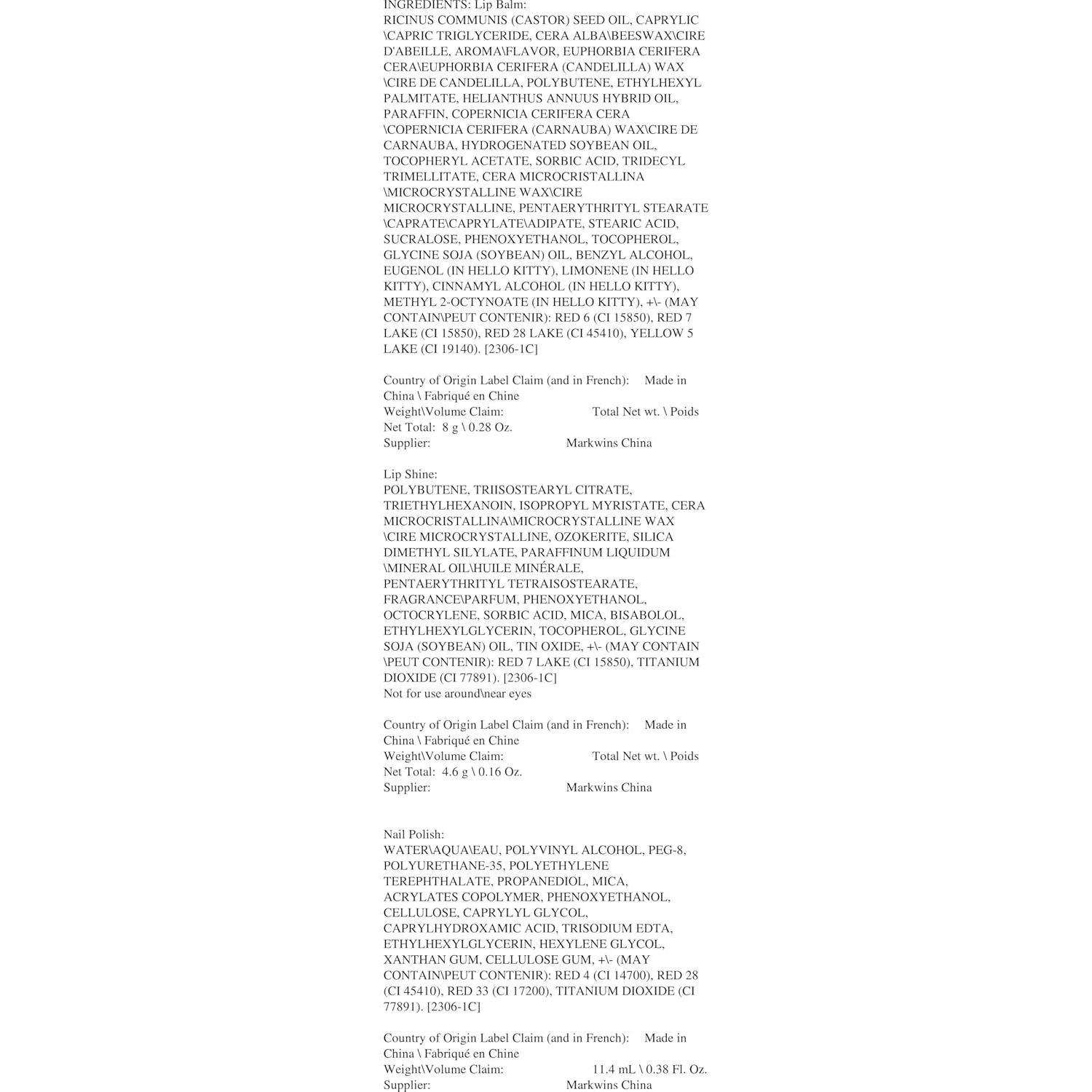 Tote de Maquillaje Hello Kitty con Esmaltes y Balsamos