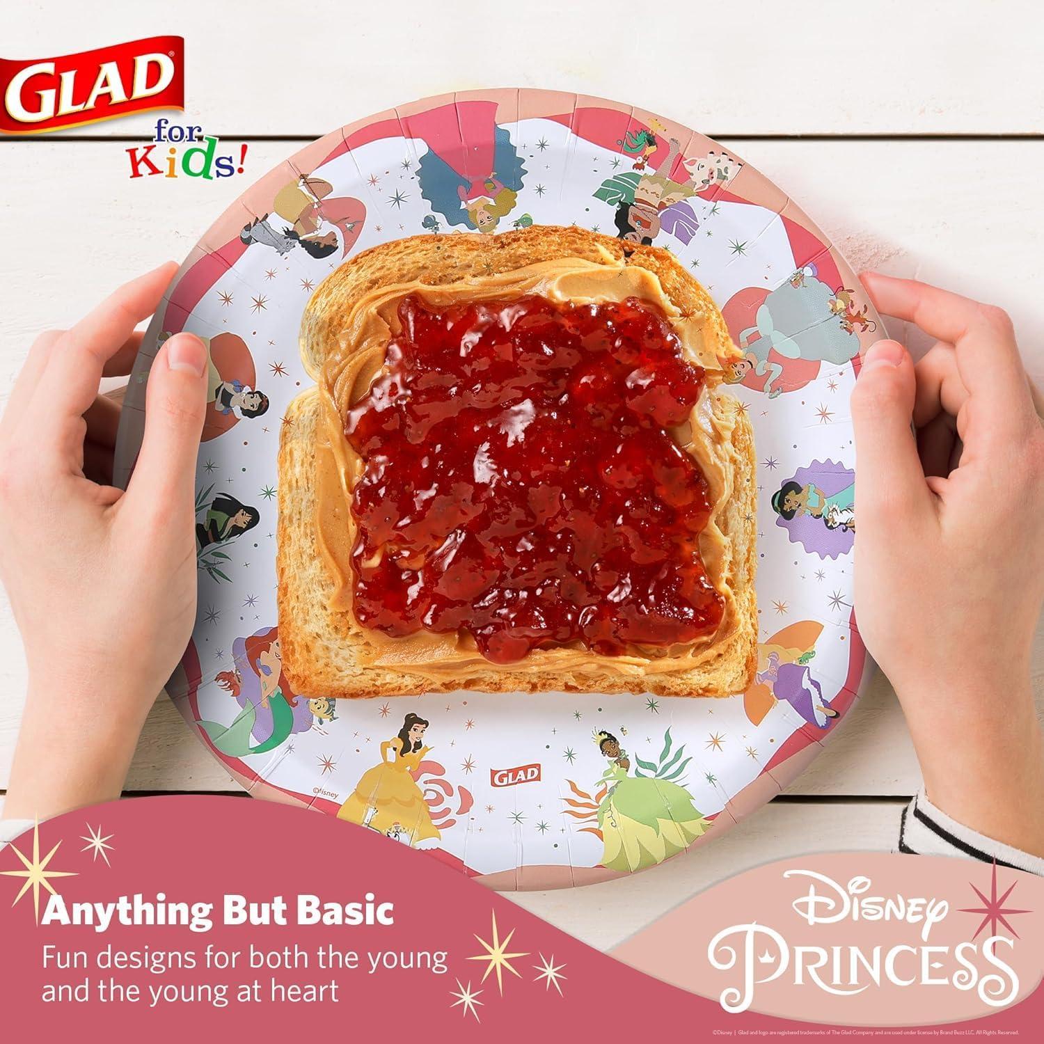 Platos de Papel Glad para Niños Princesa 24 Pzs 21.5 cm