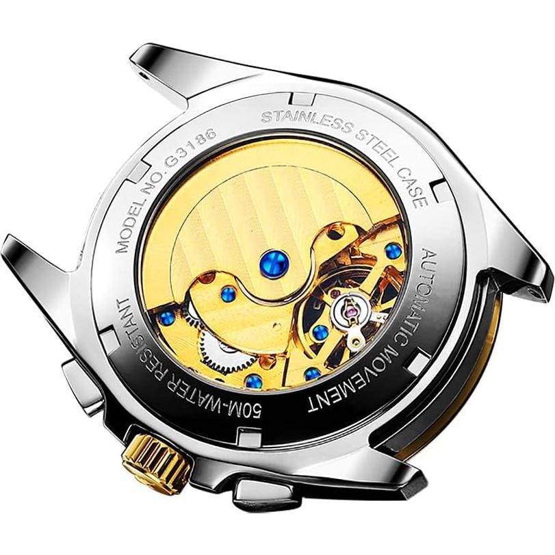 Reloj Automático OUPINKE para Hombres con Diamantes y Zafiro