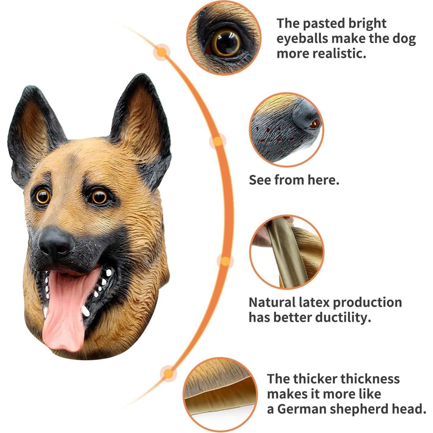 Máscara de Cabeza de Perro Pastor Alemán CreepyParty