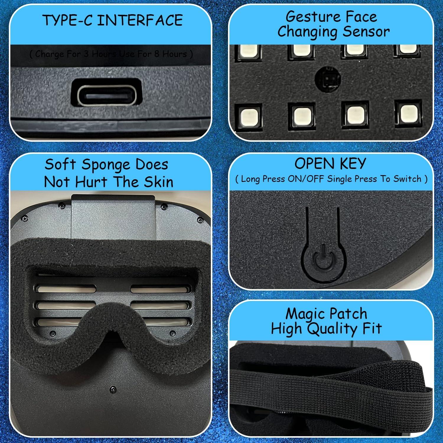 Máscara LED Transformadora COOLGUARDER con Detección de Gestos