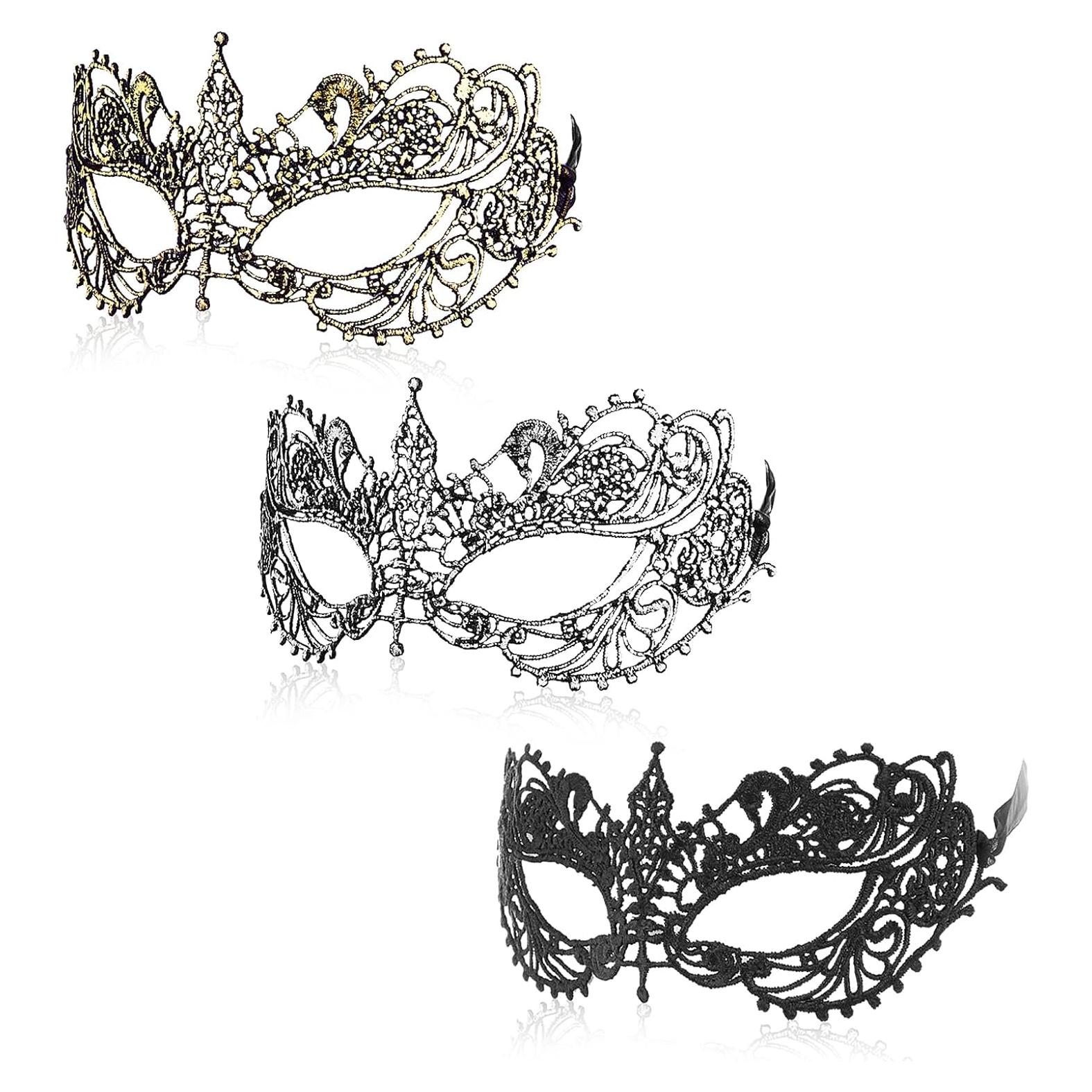 3 Piezas Máscaras de Disfraz de Encaje WLLHYF para Adultos