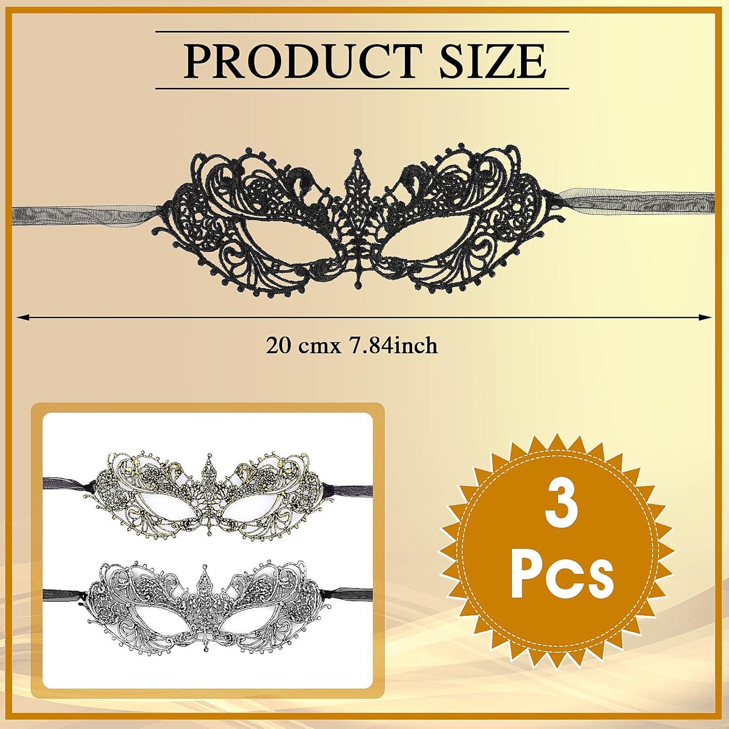 3 Piezas Máscaras de Disfraz de Encaje WLLHYF para Adultos