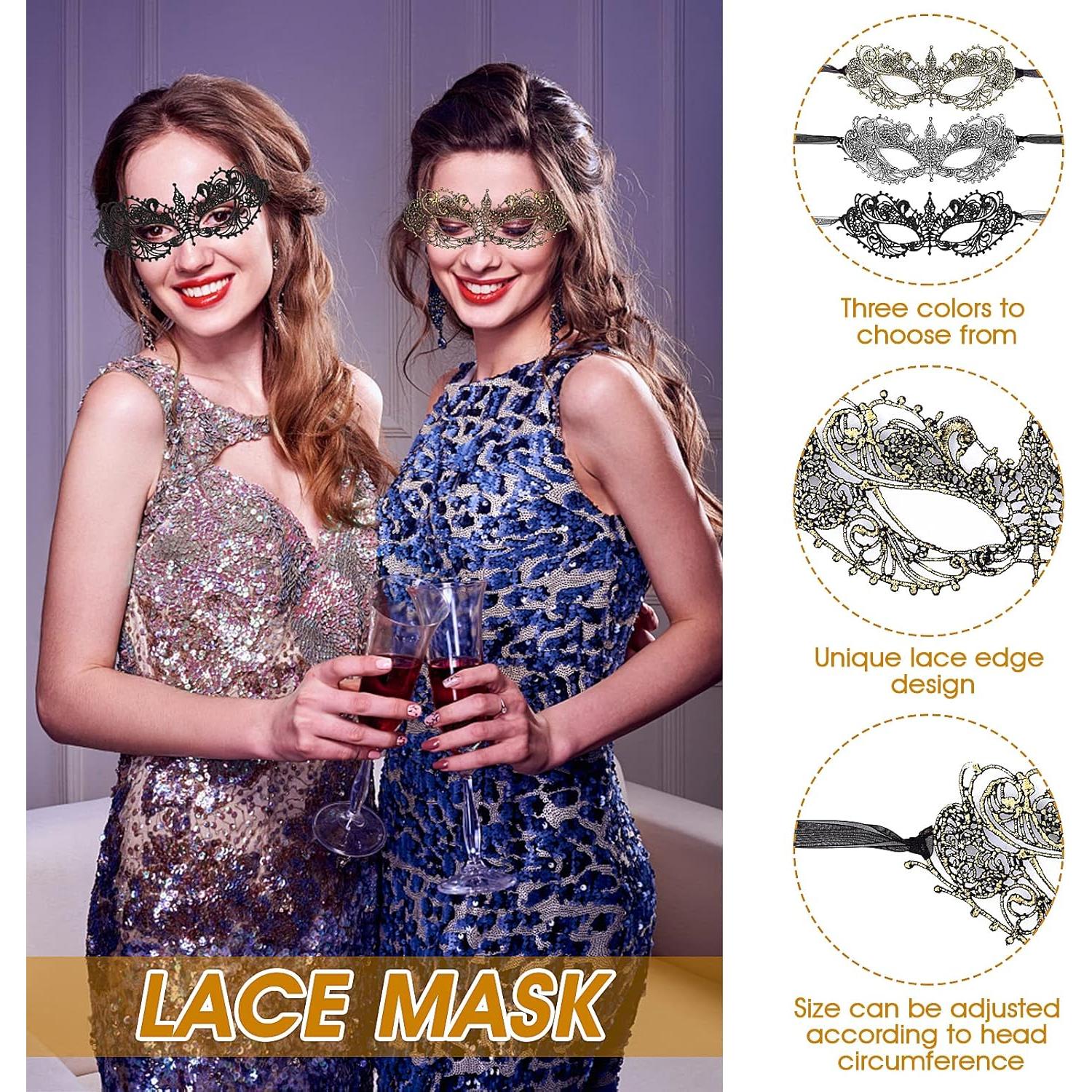 3 Piezas Máscaras de Disfraz de Encaje WLLHYF para Adultos