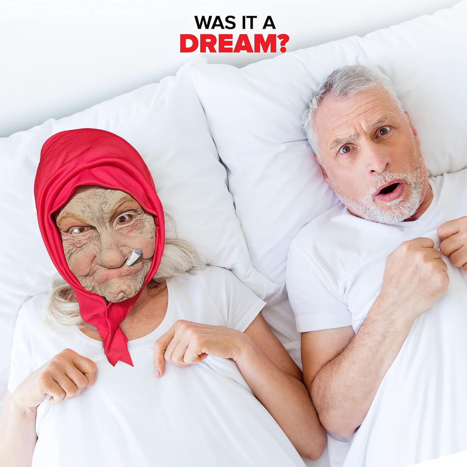 Máscara de látex Vieja Nana con pañuelo para adultos