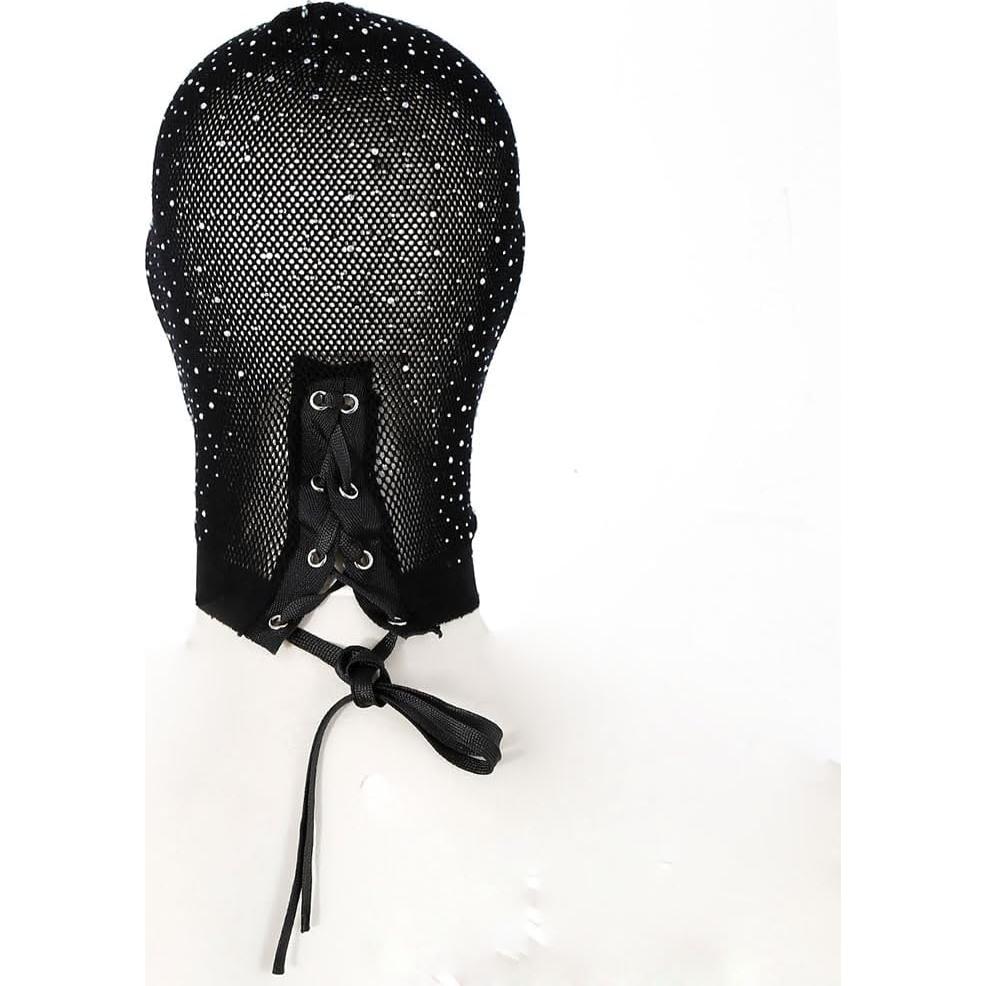 Máscara de Carnaval de Malla Elástica Negra con Rhinestones