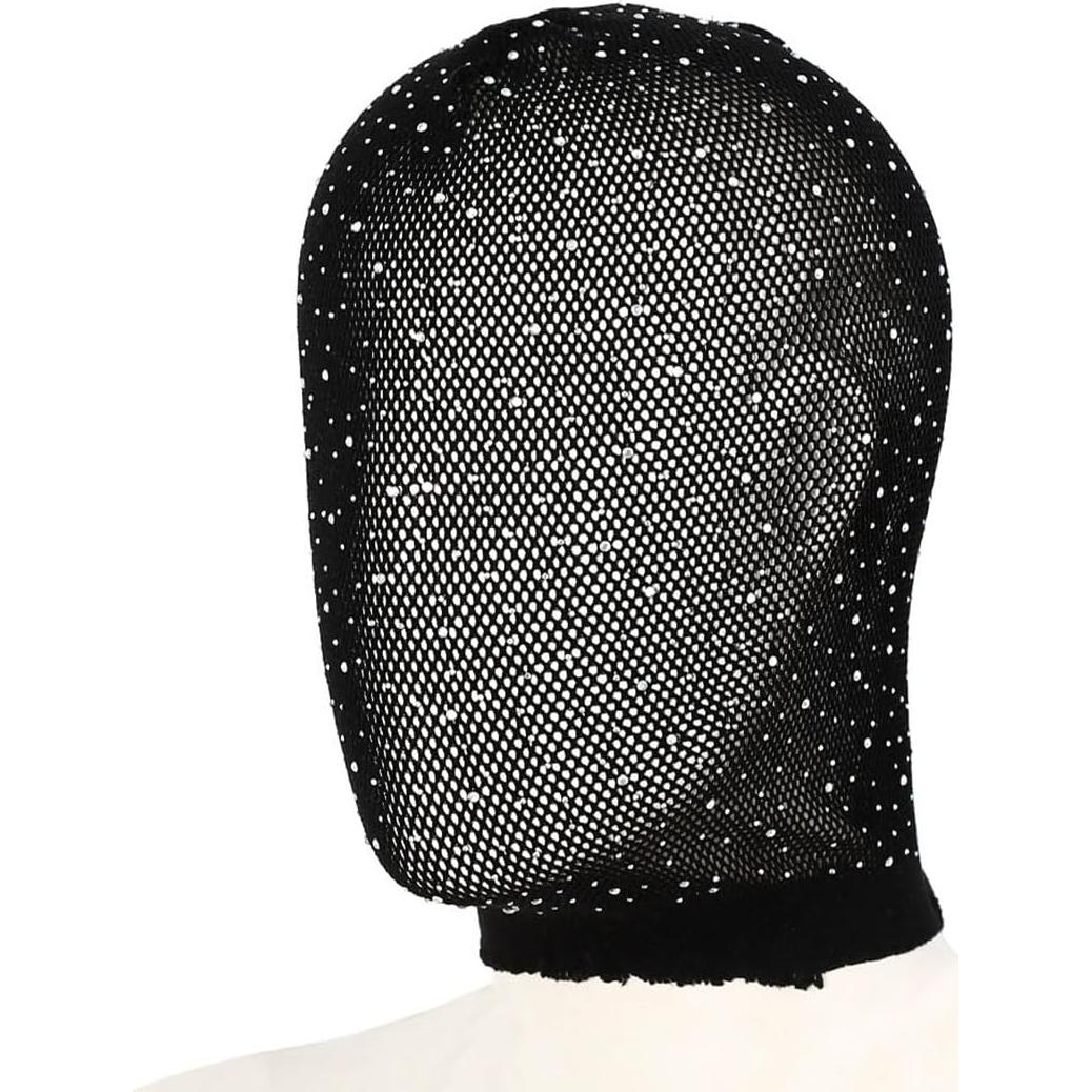 Máscara de Carnaval de Malla Elástica Negra con Rhinestones