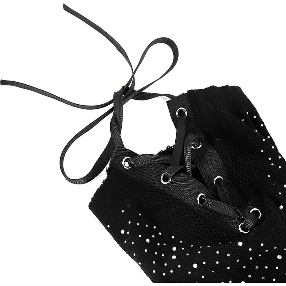 Máscara de Carnaval de Malla Elástica Negra con Rhinestones