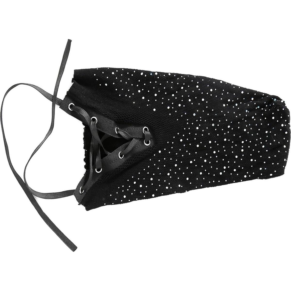 Máscara de Carnaval de Malla Elástica Negra con Rhinestones
