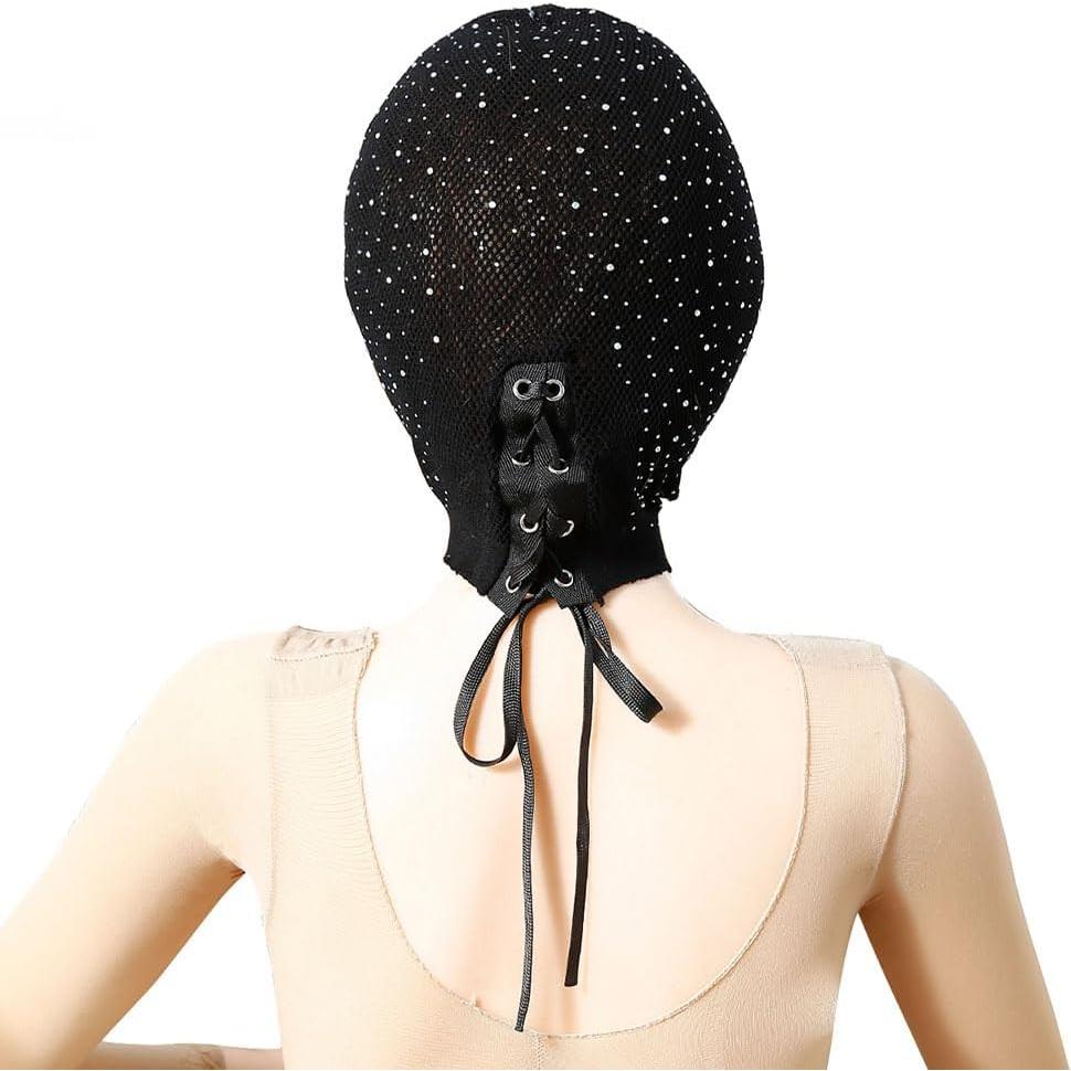 Máscara de Carnaval de Malla Elástica Negra con Rhinestones