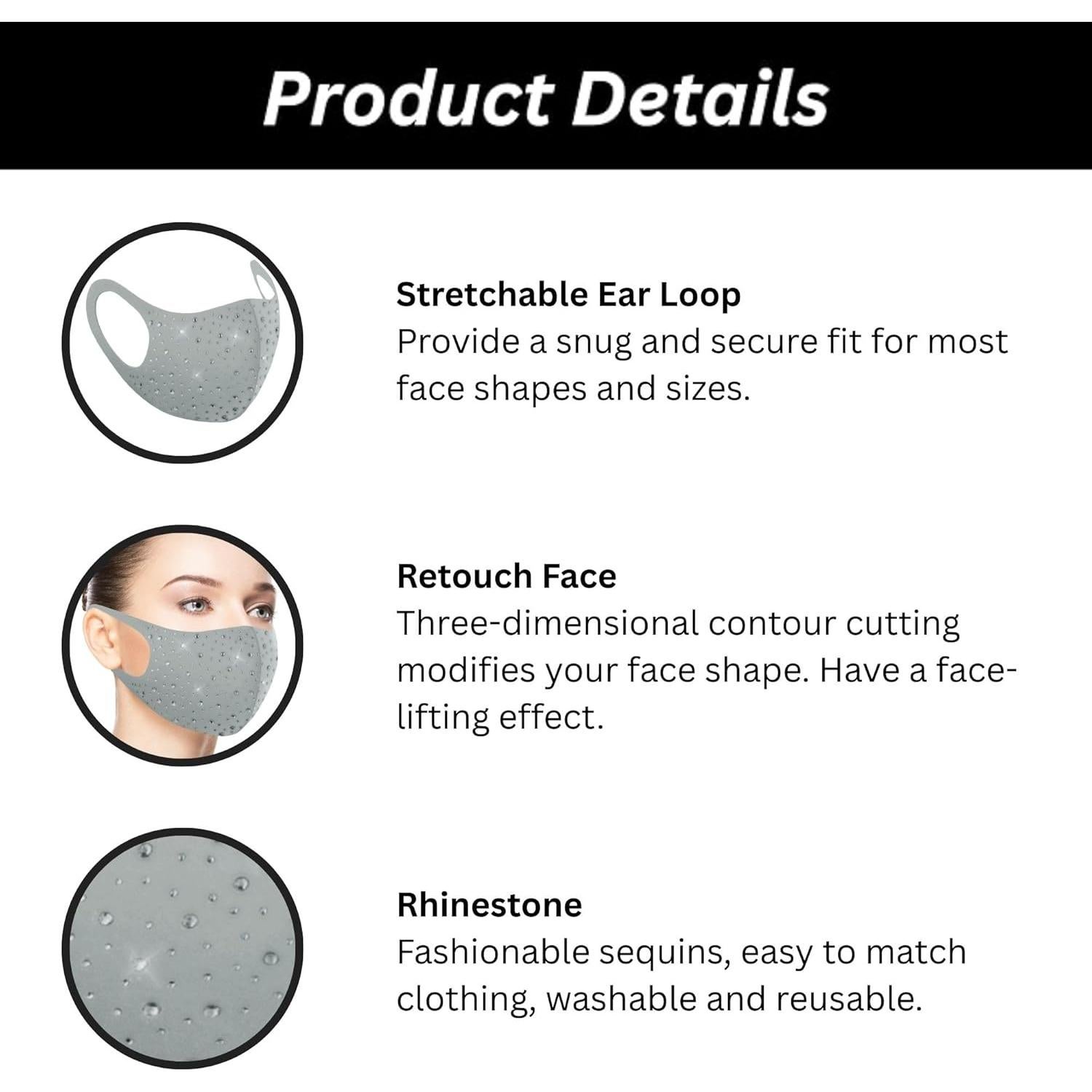 Máscara Facial de Rhinestone Ciana para Mujeres - 6 Diseños