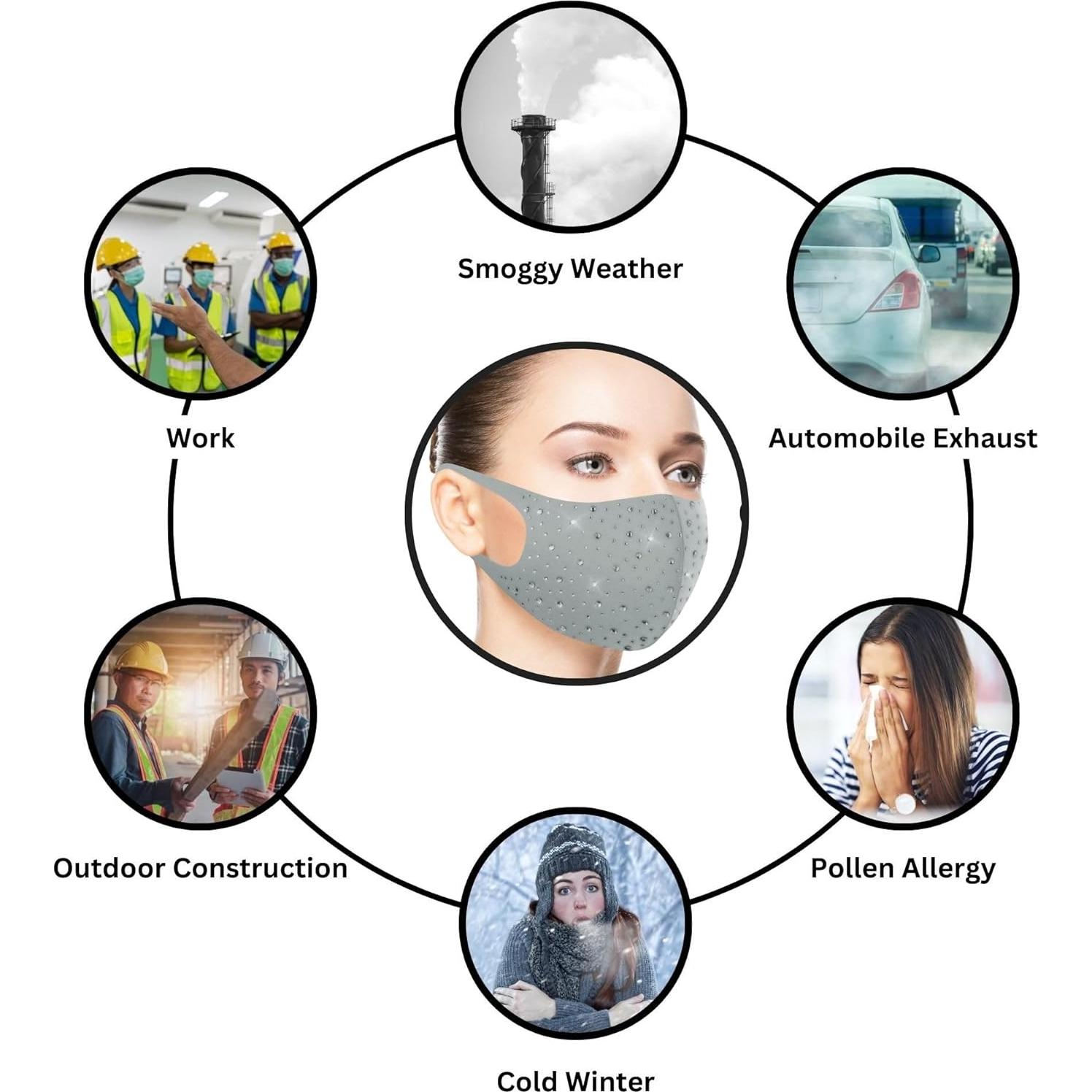 Máscara Facial de Rhinestone Ciana para Mujeres - 6 Diseños