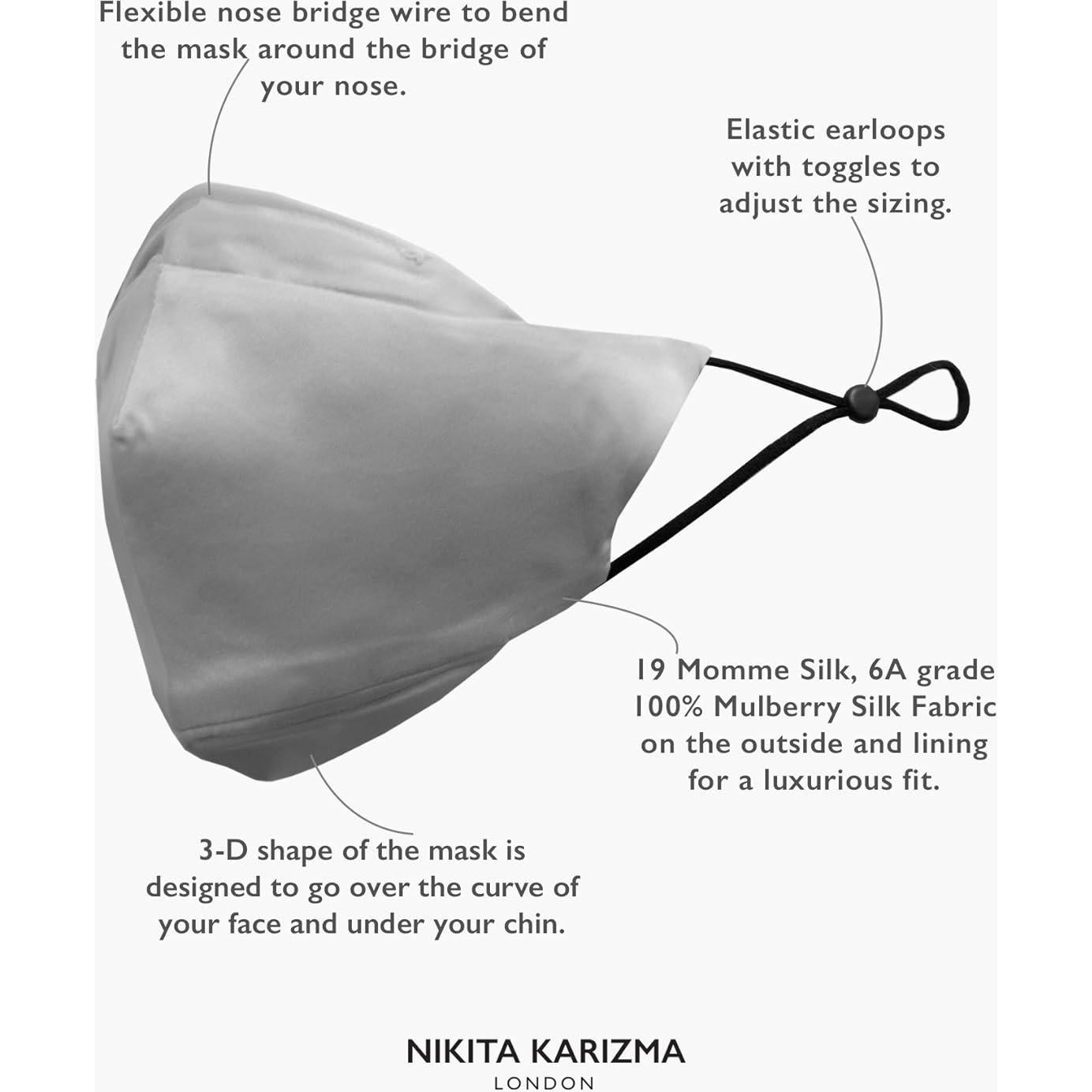 Mascarilla de Seda KARIZMA 90210 Gris - Lavable y Reutilizable