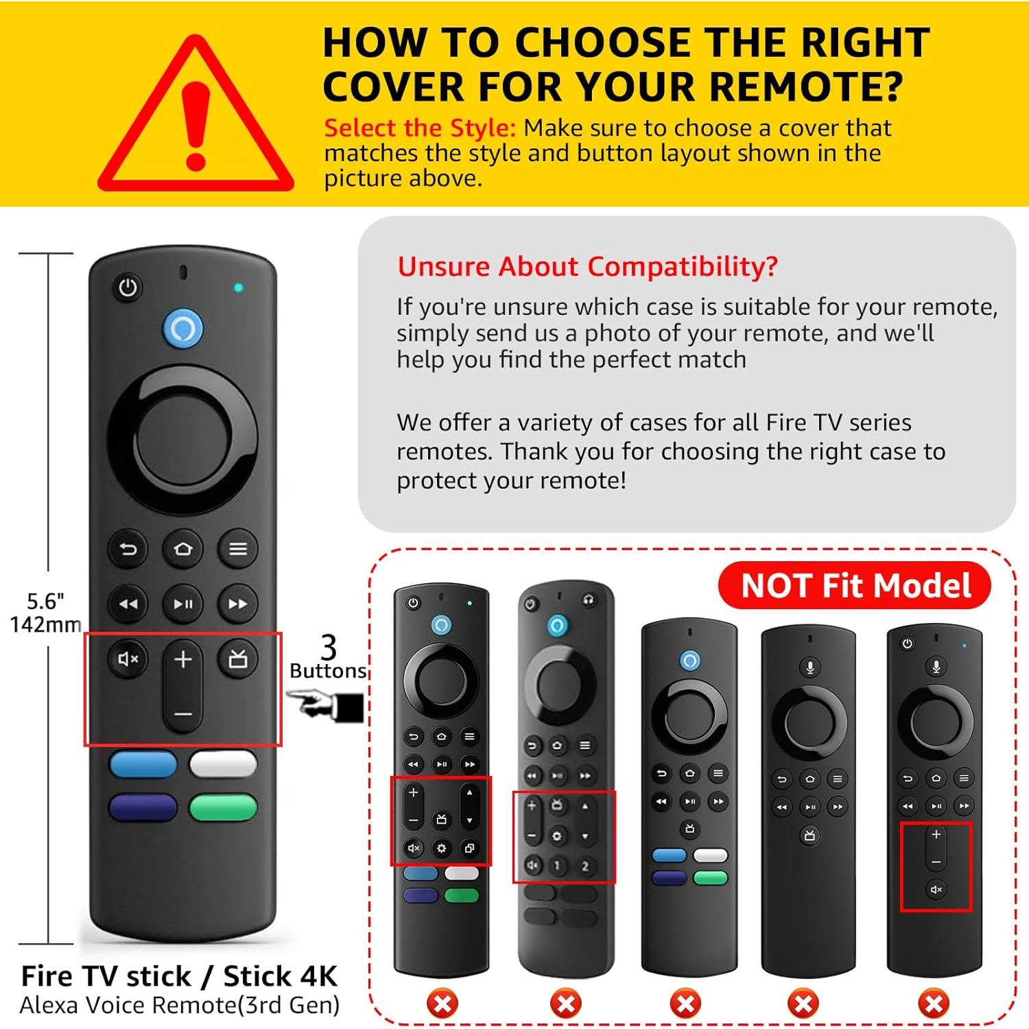 Funda de Control Remoto Fire Stick 3ra Gen OneBom - Brilla en la Oscuridad