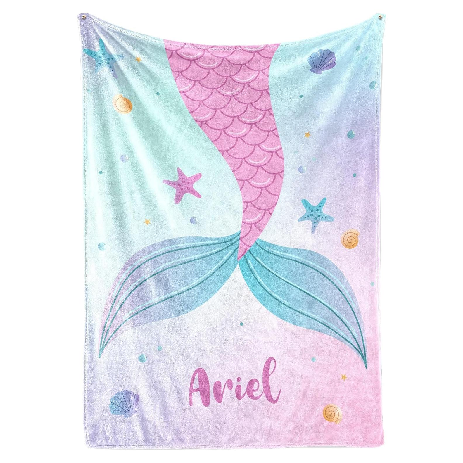 Manta Personalizada Sirena Sherpa 80x60 cm para Niñas