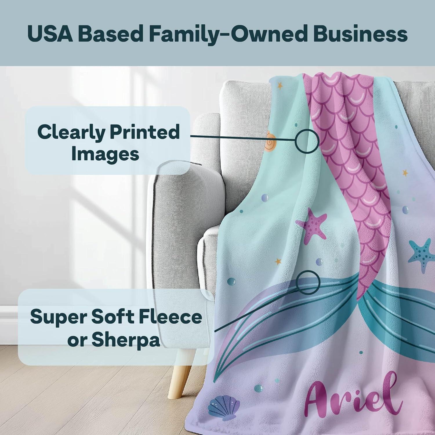 Manta Personalizada Sirena Sherpa 80x60 cm para Niñas