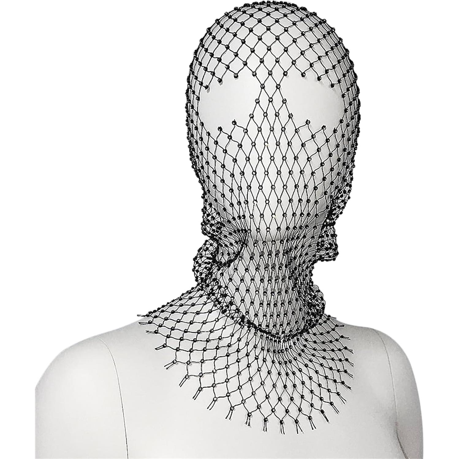 Máscara de Malla con Rhinestones Ylucky para Mujeres 55cm