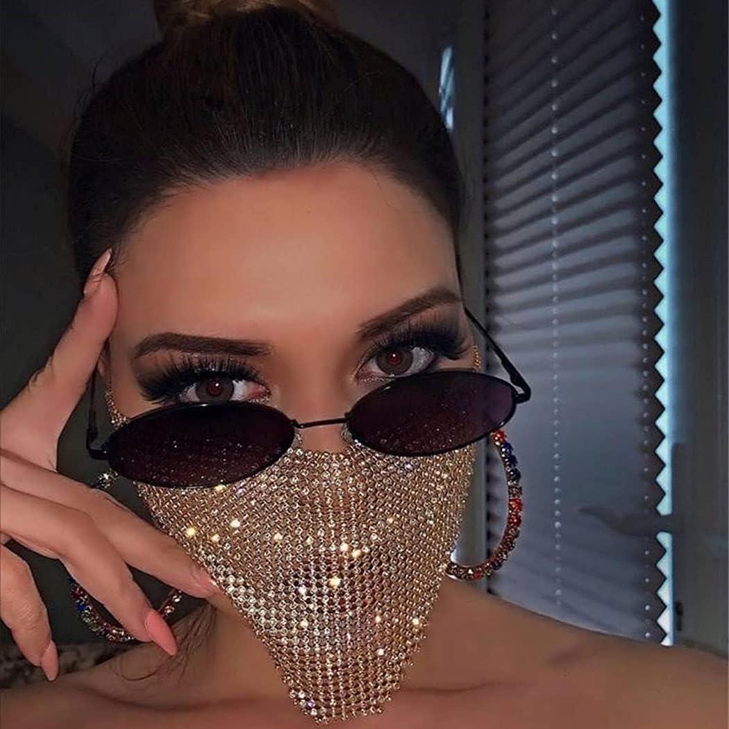 Máscara Facial Brillante Yovic con Rhinestones Ajustable