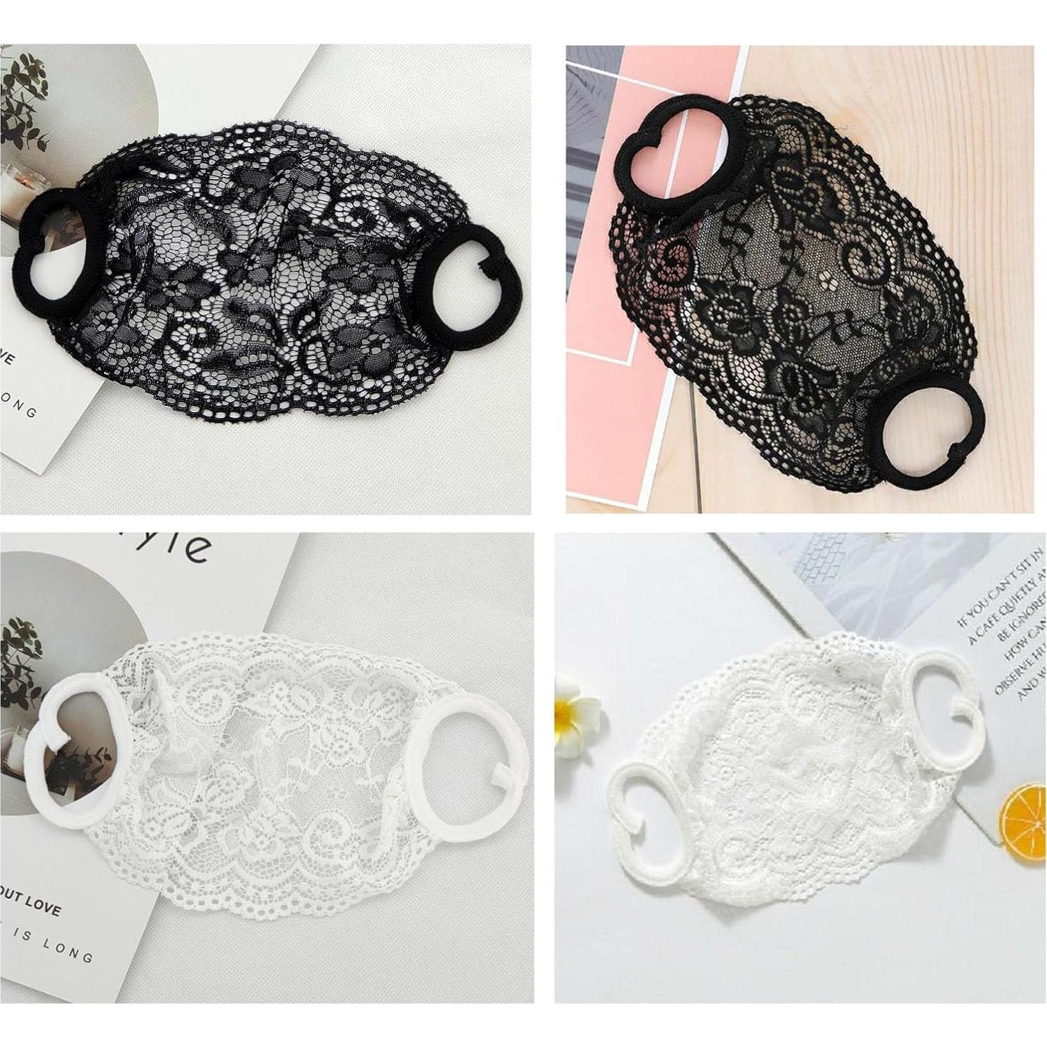 Paquete de 2 mascarillas de encaje DeaHea Negro y Blanco