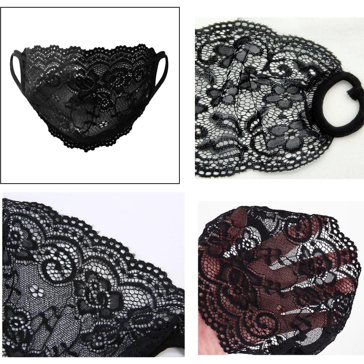 Paquete de 2 mascarillas de encaje DeaHea Negro y Blanco