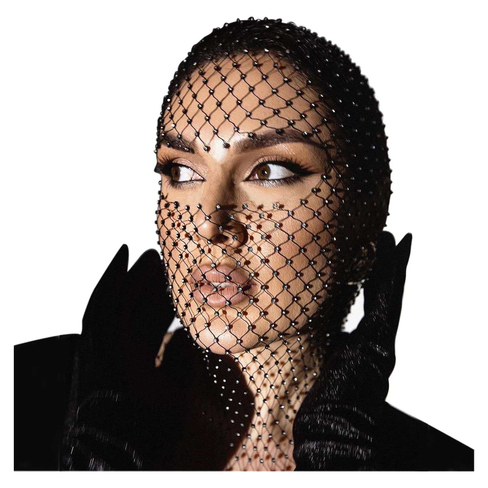 Máscara de Red de Pescado con Brillantes PURFUN para Mujeres