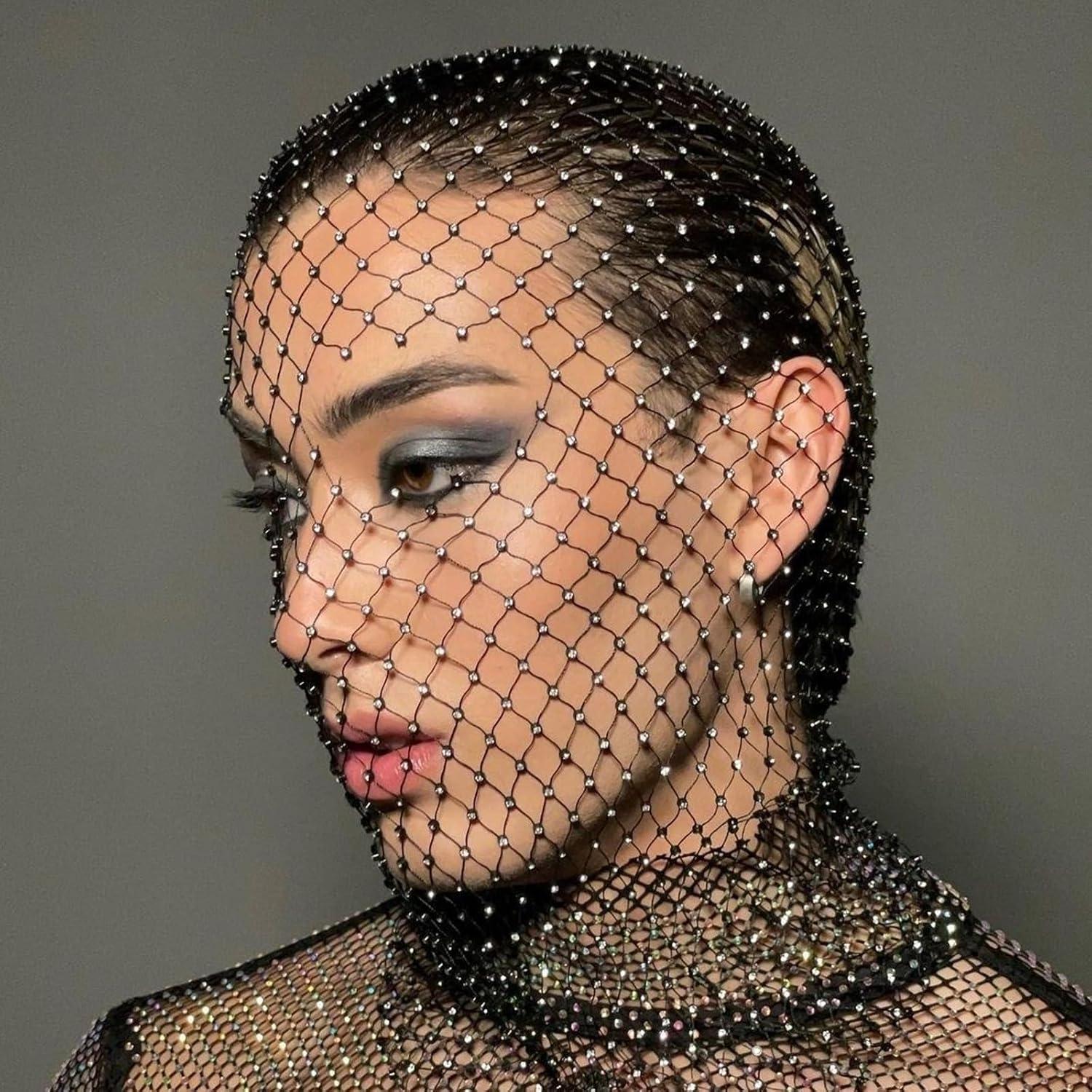 Máscara de Red de Pescado con Brillantes PURFUN para Mujeres