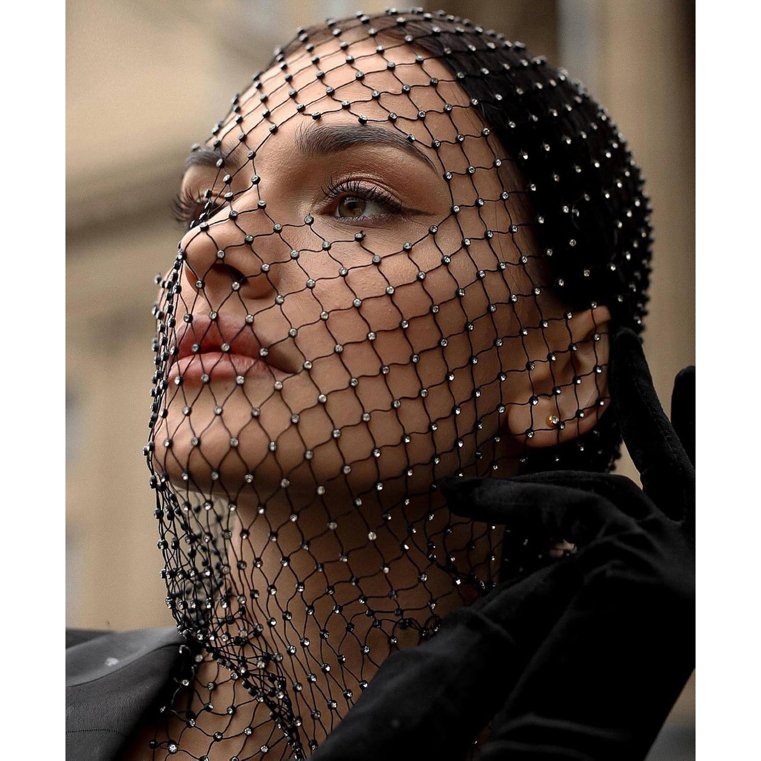 Máscara de Red de Pescado con Brillantes PURFUN para Mujeres