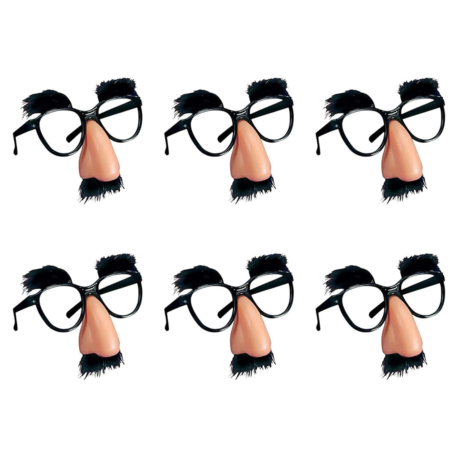 6 Gafas de Disfraz con Nariz, Bigote y Cejas - PPXMEEUDC