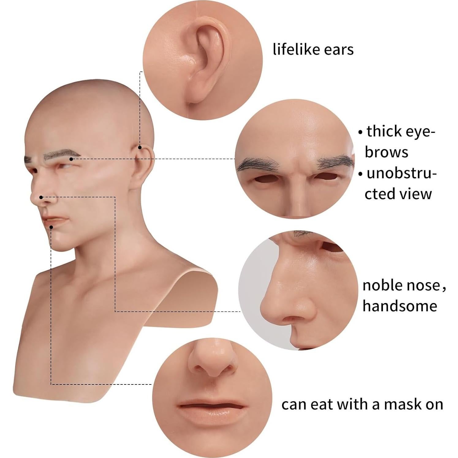 Máscara de Silicona Realista CRRCLSY Marfil para Cosplay